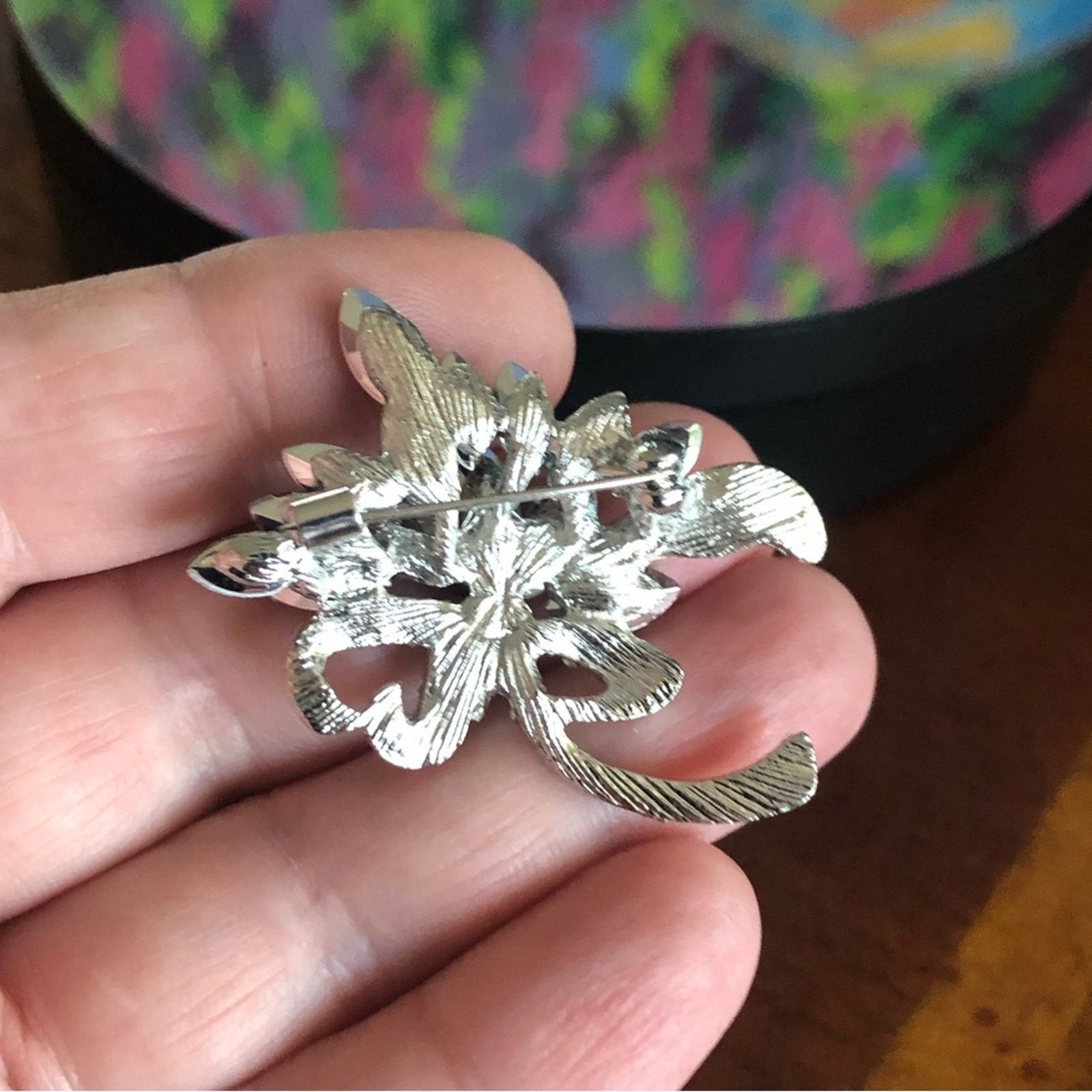 Jewelry Marquis sapphire tone rhinestone silver plated brooch pin Size ONE SIZE - 5 Thumbnail