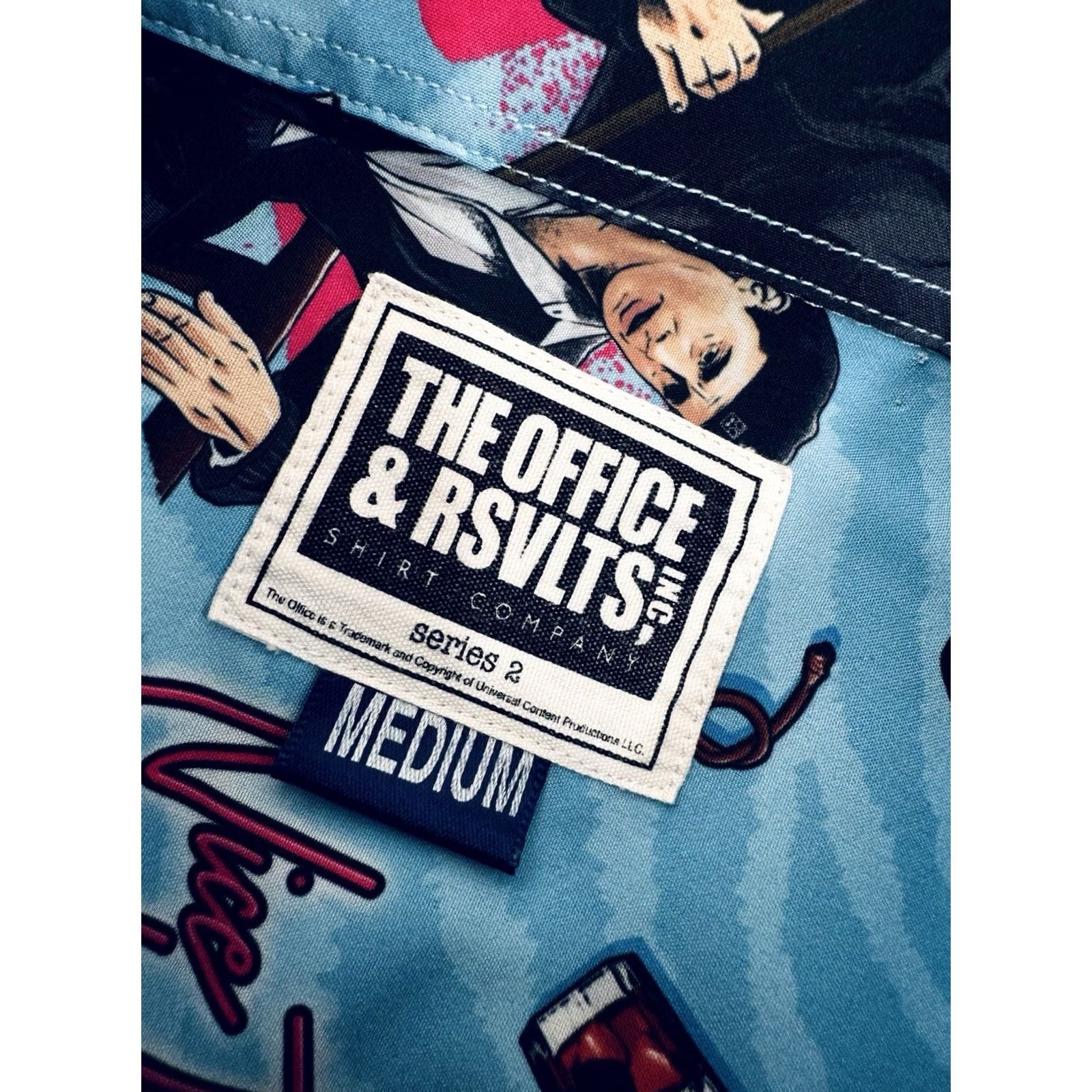 Vintage RSVLTS The Office Michael Scott NICE TO MEET ME M Shirt Blue Short Sleeve Button-Up Mens M Size US M / EU 48-50 / 2 - 5 Thumbnail