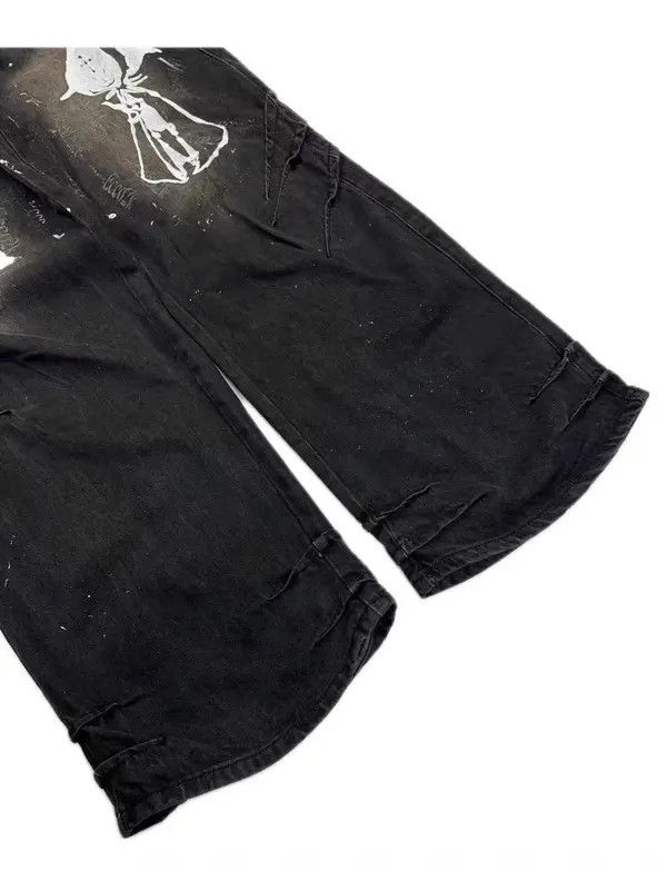 VIBE Washed and Aged Frayed Print Street Y2K Jeans Size US 32 / EU 48 - 8 Thumbnail