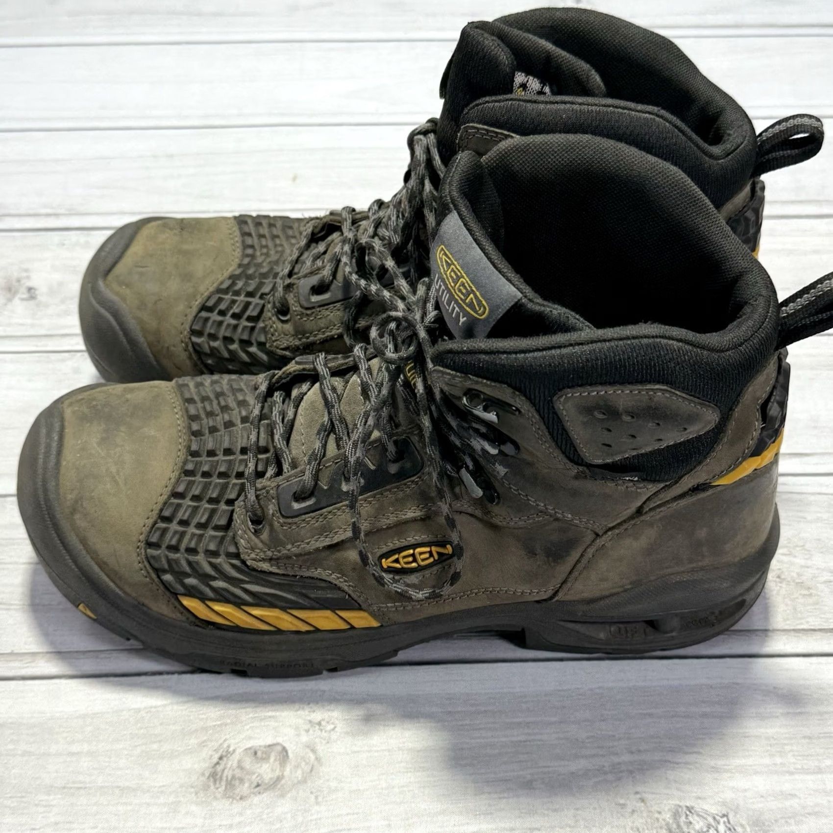 KEEN KEEN Utility Troy Waterproof Work Boots 11.5 Composite Toe Heavy Duty Mens Leather Gray Combat USA Logo Shoes Boots Size US 12 / EU 45 - 2 Thumbnail