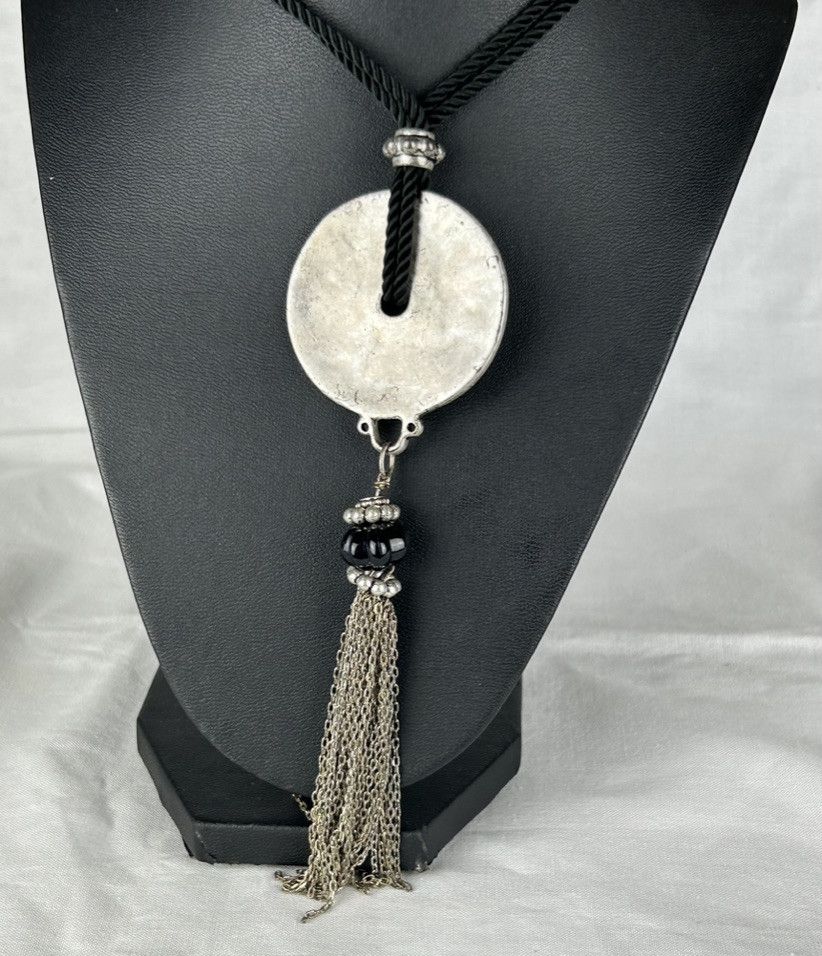 Other Black Cord Medallion and Chain Necklace Size ONE SIZE - 2 Thumbnail