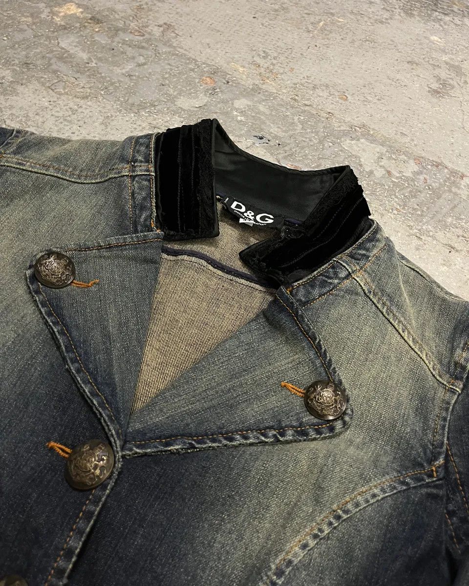 Dolce & Gabbana 2000s Dolce & Gabbana Velvet Denim Blue Blazer Jacket Size M / US 6-8 / IT 42-44 - 5 Thumbnail
