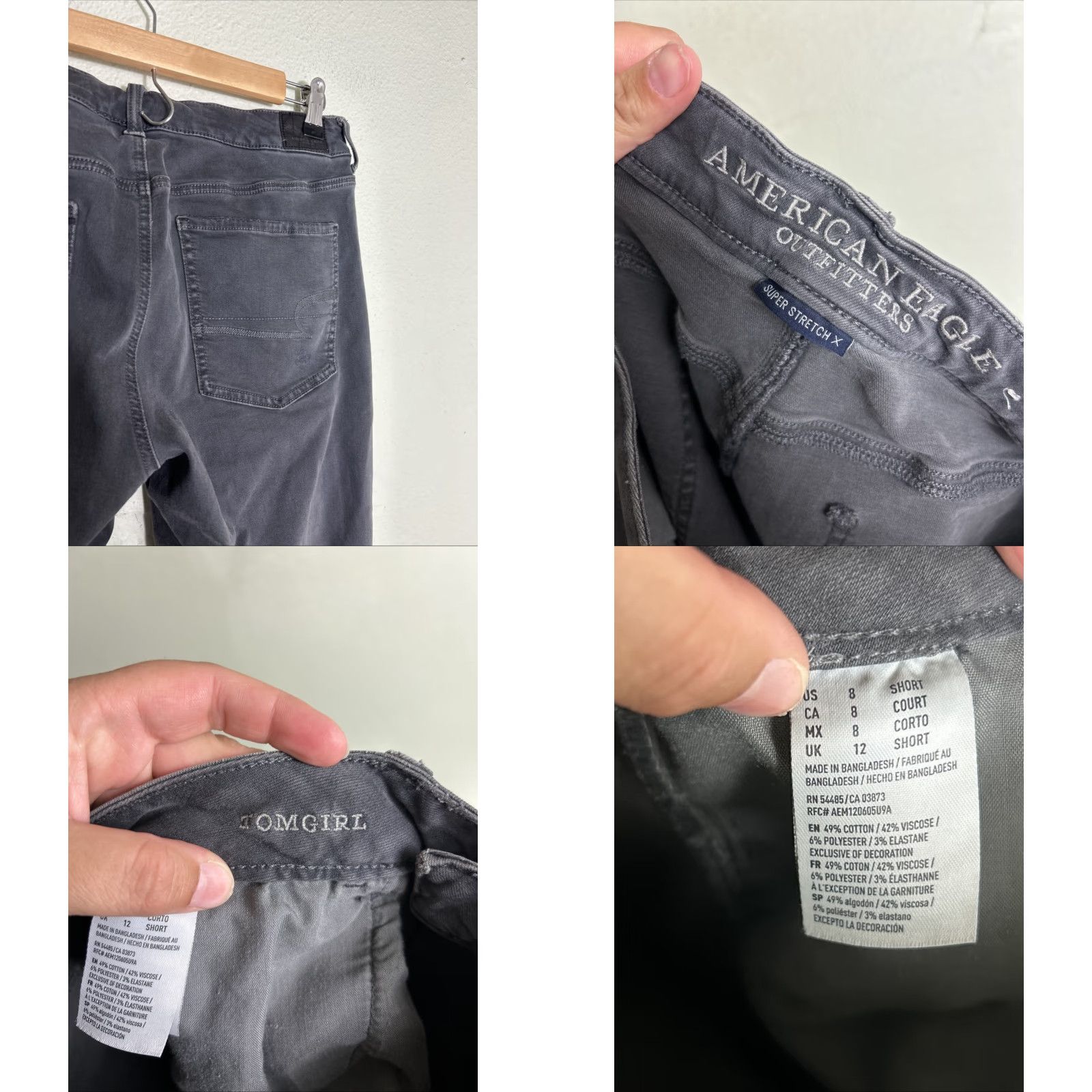 American Eagle Outfitters American Eagle Outfitters Tomgirl Jeans Women's 8 Gray Distressed Mid-Rise Size 30" / US 8 / IT 44 - 9 Thumbnail