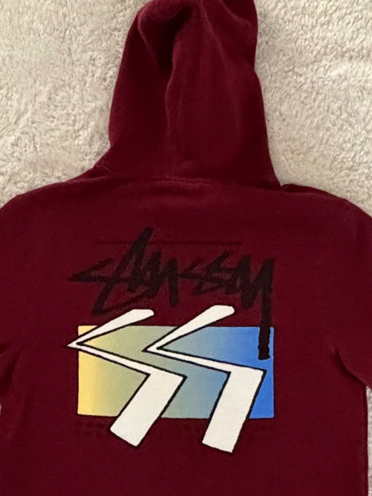 Stussy Stüssy Shadow Script Logo Hoodie - Maroon - Size L - 2018 Size US L / EU 52-54 / 3 - 2 Thumbnail