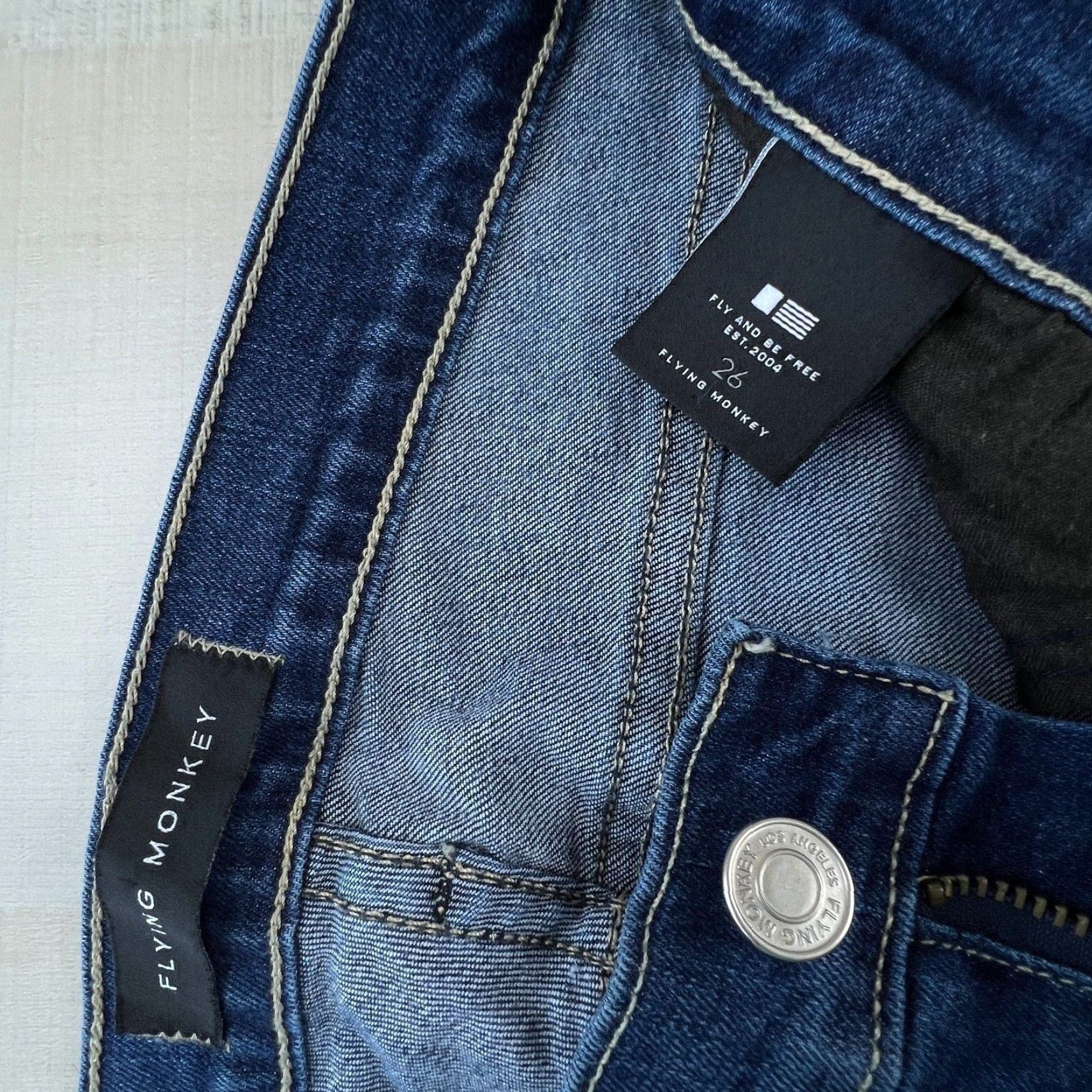 Vintage Flying Monkey Womens Distressed Skinny Jeans 26 Blue Medium Wash Denim Stretch Low Rise Size 26" / US 2 / IT 38 - 4 Thumbnail