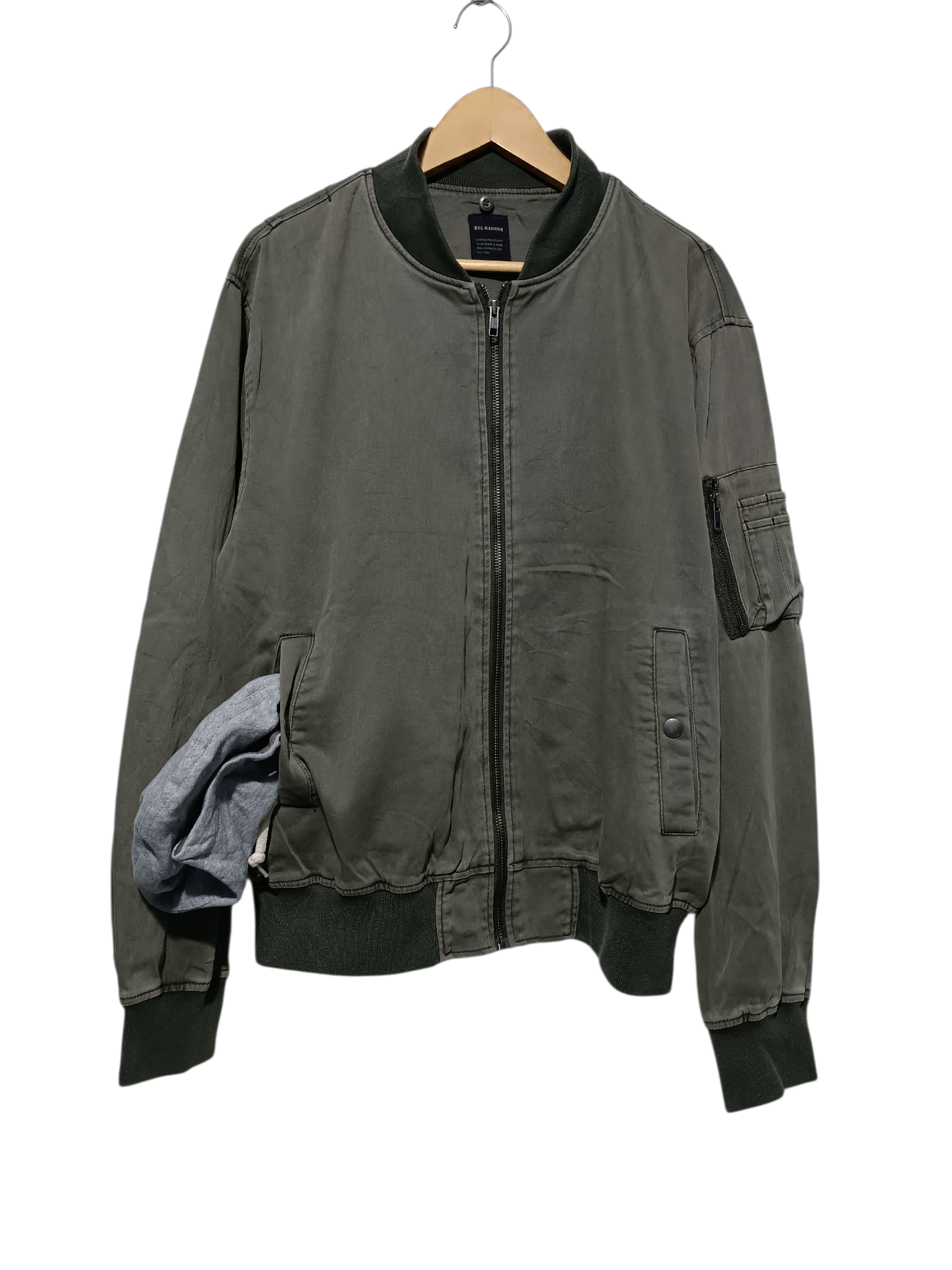 Japanese Brand Vintage Olive Cotton Bomber Detachable Hoodie Size US L / EU 52-54 / 3 - 4 Thumbnail