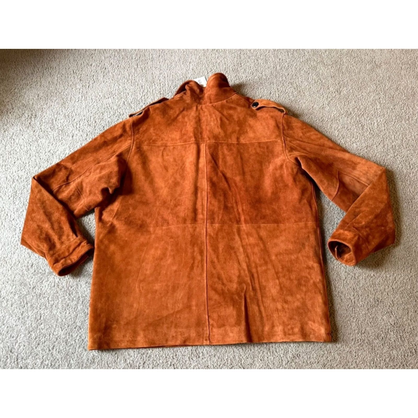 Vintage NWT Classyak Men's Brown Button Front Suede Leather Jacket Size 5XL Regular Brown Jacket (Jacket) Size US XXL / EU 58 / 5 - 2 Thumbnail