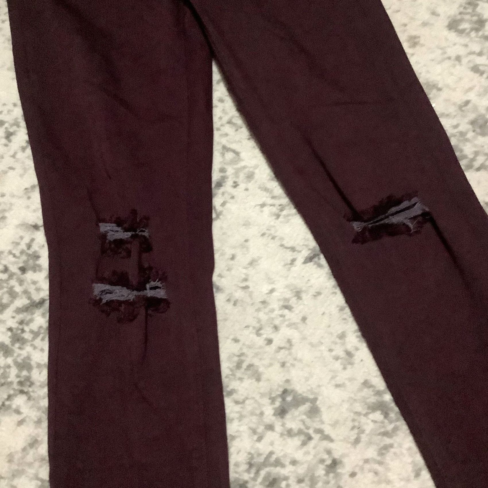Vintage KanCan Maroon Burgundy Distressed Skinny Jeans - Size 26 - Womens - Regular Size 26" / US 2 / IT 38 - 2 Thumbnail