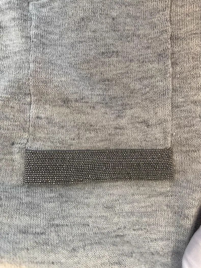 Brunello Cucinelli Brunello Cucinelli Gray Beaded Linen Sweater Size XS / US 0-2 / IT 36-38 - 4 Thumbnail