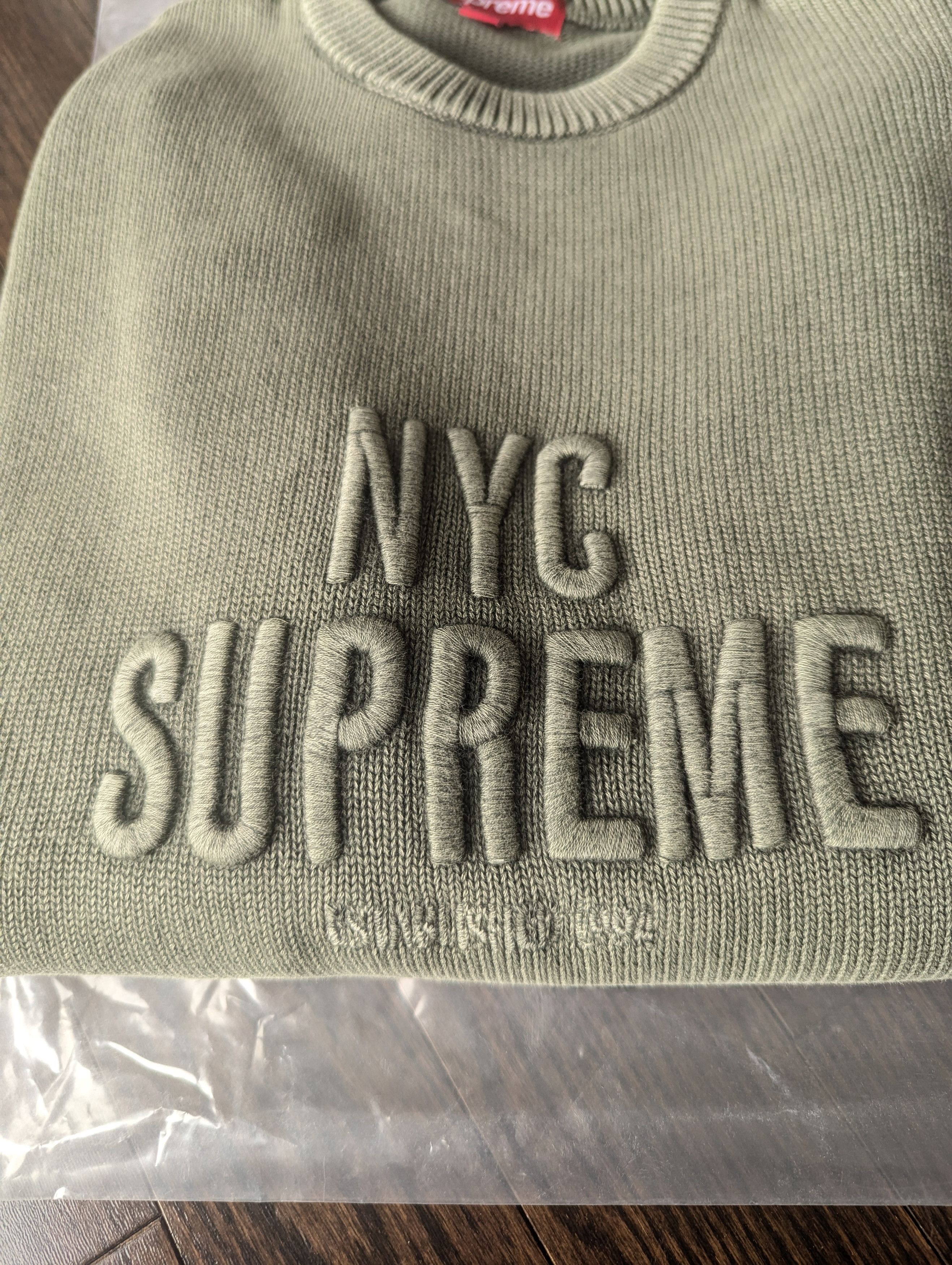 Supreme Supreme Overdyed Raised Sweater Olive Size US M / EU 48-50 / 2 - 3 Thumbnail