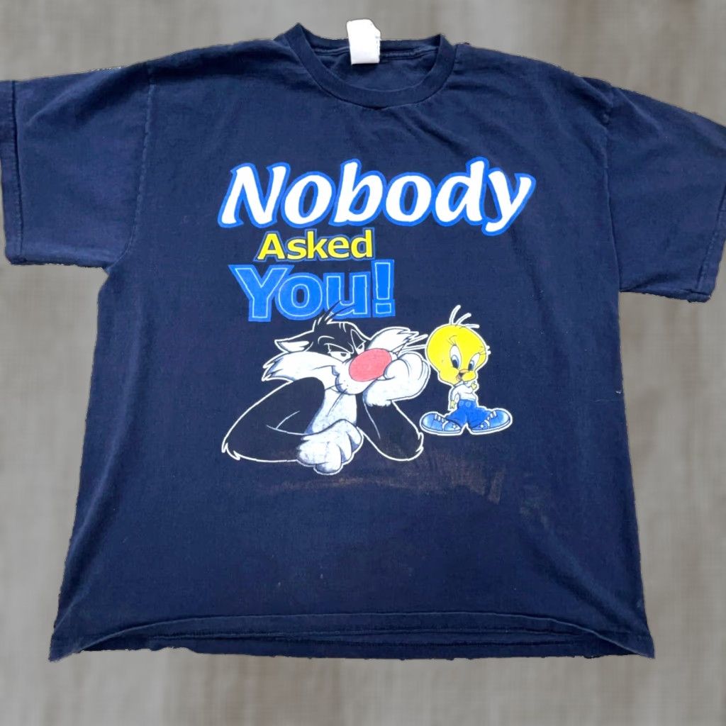 Vintage VINTAGE Looney Tunes Shirt Men XL Blue Tweety Bird Sylvester Tee 90s Y2K 2000s Ta- Shirt Tee Logo Print Cartoon USA Melange Size US XL / EU 56 / 4 - 1 Thumbnail