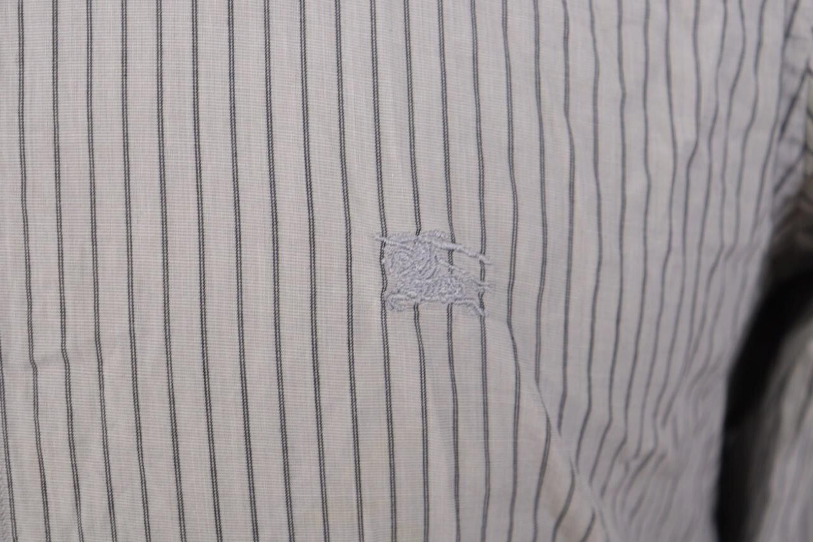 Designer Burberry London Gray Striped Button Down Shirt Size 39 Size US M / EU 48-50 / 2 - 2 Thumbnail