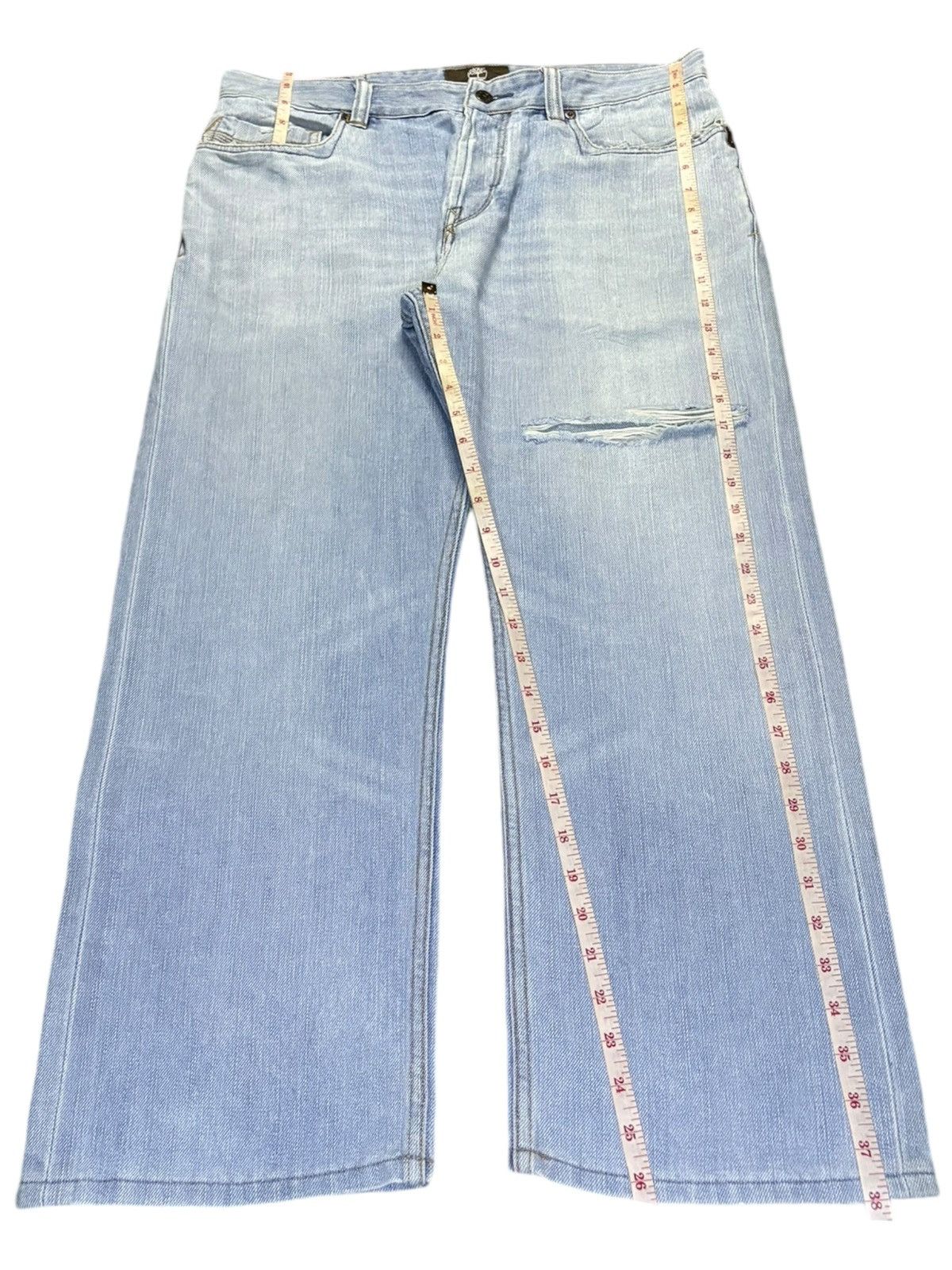 Timberland Vintage Timberland Faded Wash Distressed Baggy Jeans Size US 35 - 14 Thumbnail