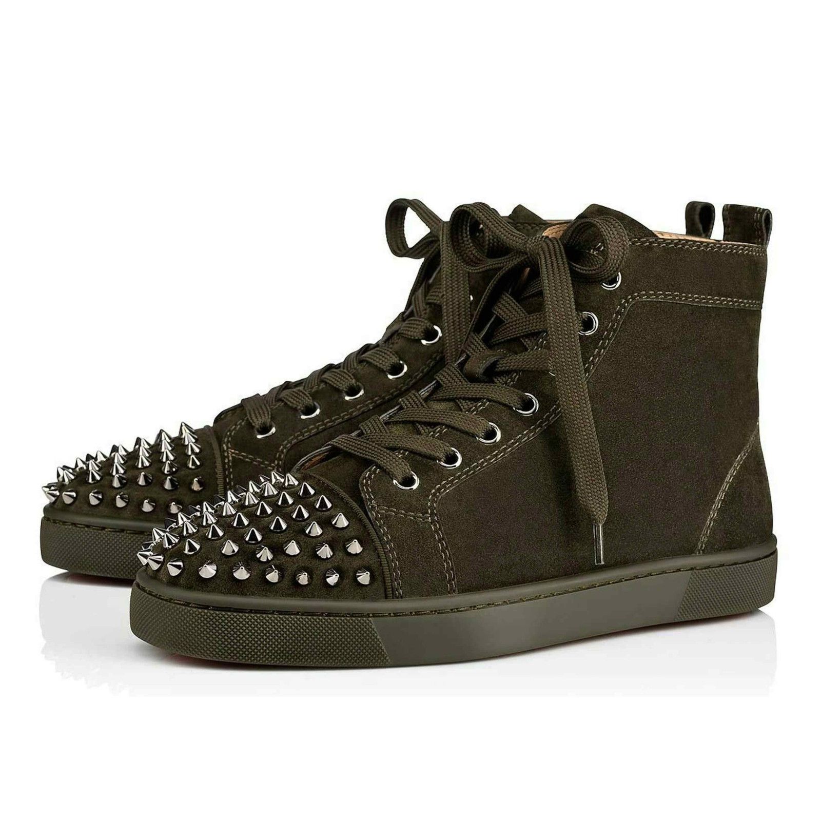 Christian Louboutin Christian Louboutin Lou Spikes Flat Tyrol Green Suede High Size US 9.5 / EU 42-43 - 1 Thumbnail