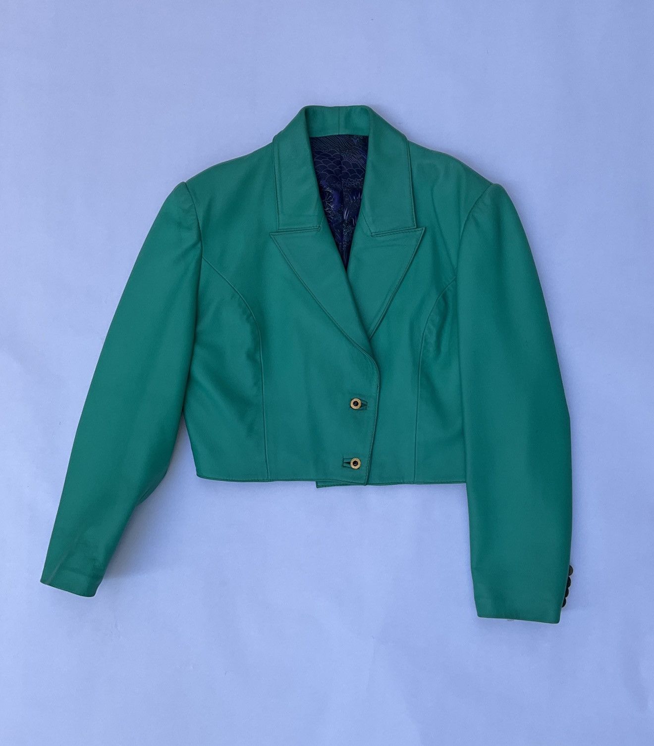 Vintage 80’s Vintage green leather jacket Size M / US 6-8 / IT 42-44 - 4 Thumbnail
