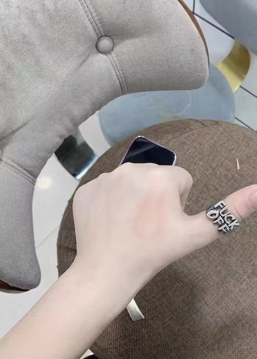 Designer × Vintage Retro letter ring Size ONE SIZE - 1 Thumbnail