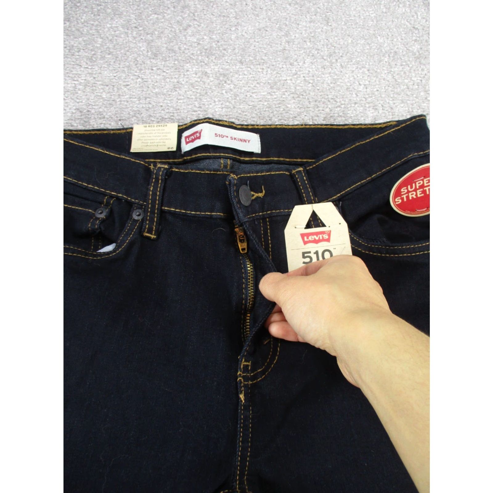 Levi's VINTAGE Levi's 510 Skinny Jeans Womens Size 18 Dark Wash Denim Zipper 90s Womens Size 40" / US 18 - 3 Thumbnail