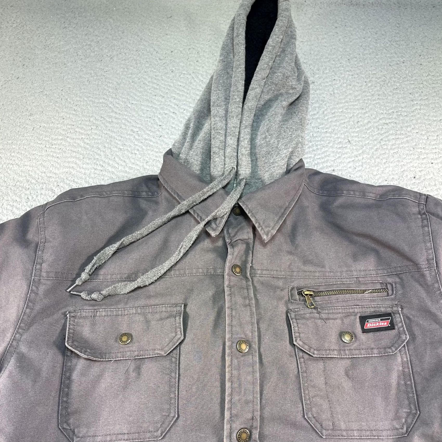 Dickies Dickies Jacket Mens XL Gray Canvas Hooded Snap Quilted Insulated Workwear Coat Size US XL / EU 56 / 4 - 2 Thumbnail