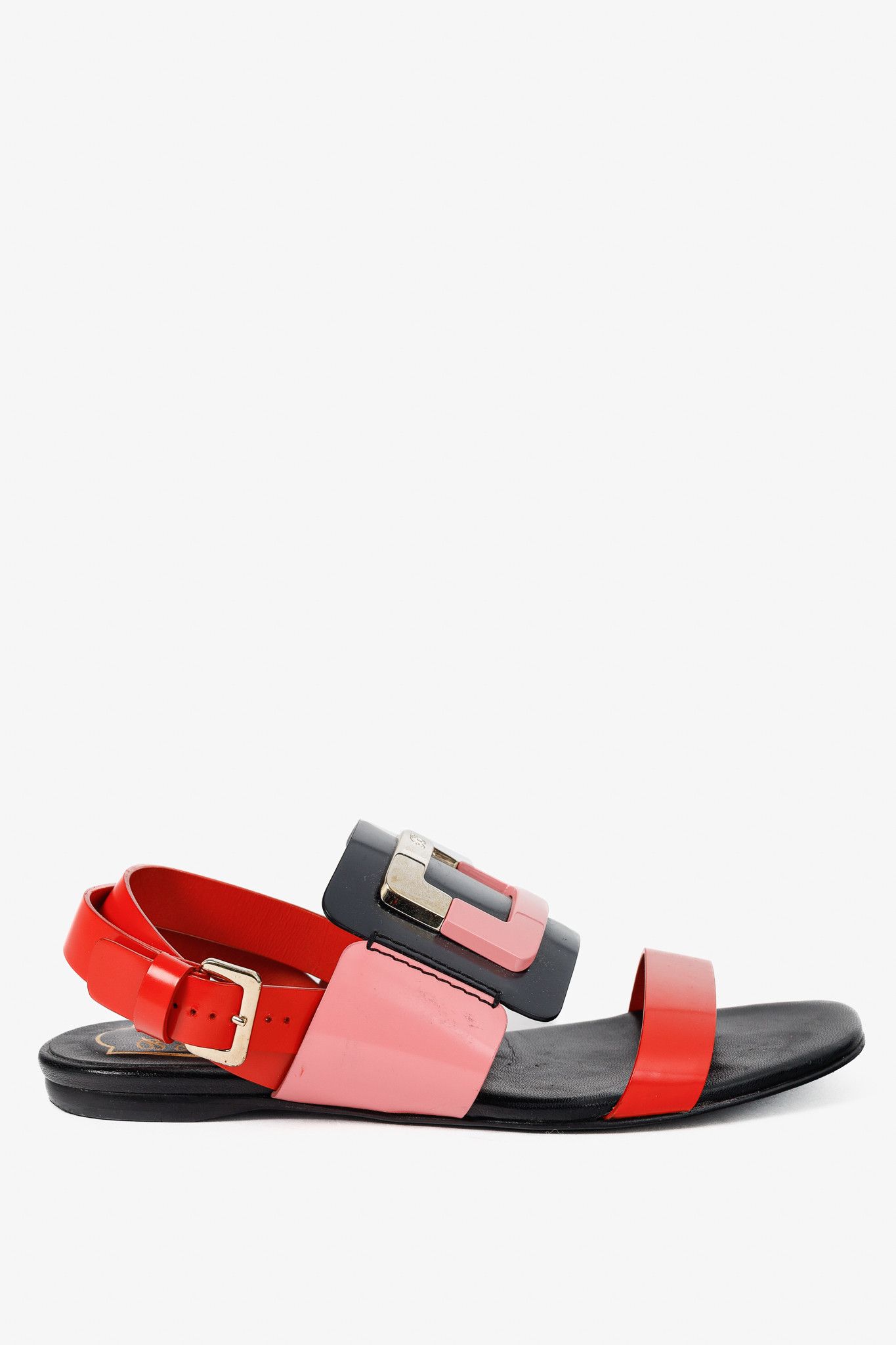 Roger Vivier Roger Vivier SS/14 Colour-Block Buckle Flat Sandals Size US 4 / IT 34 - 2 Thumbnail