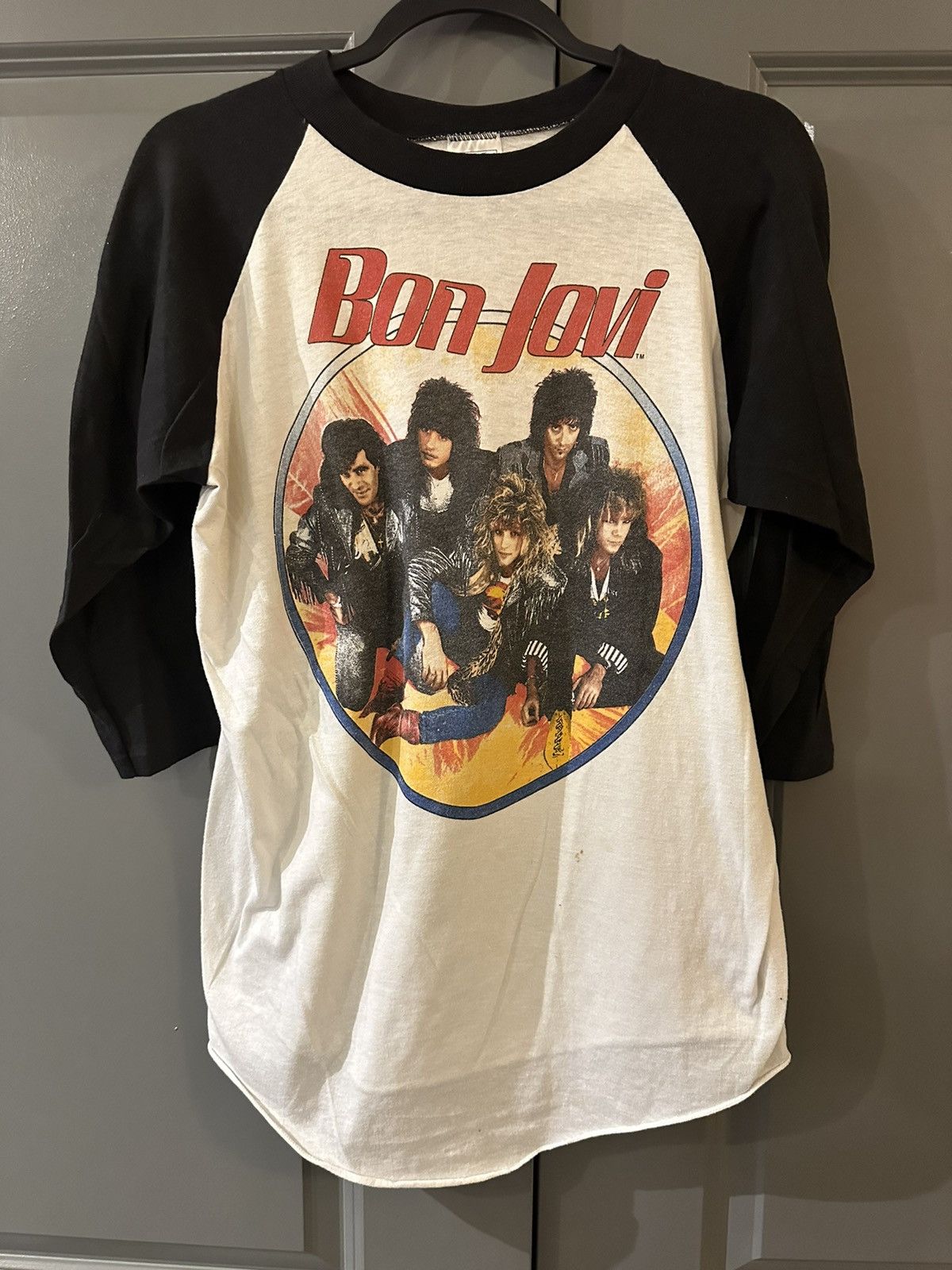 image of Band Tees x Grail Vintage Bon Jovi 1987 Slippery When Wet World Tour Band Tee in White (Size XL)