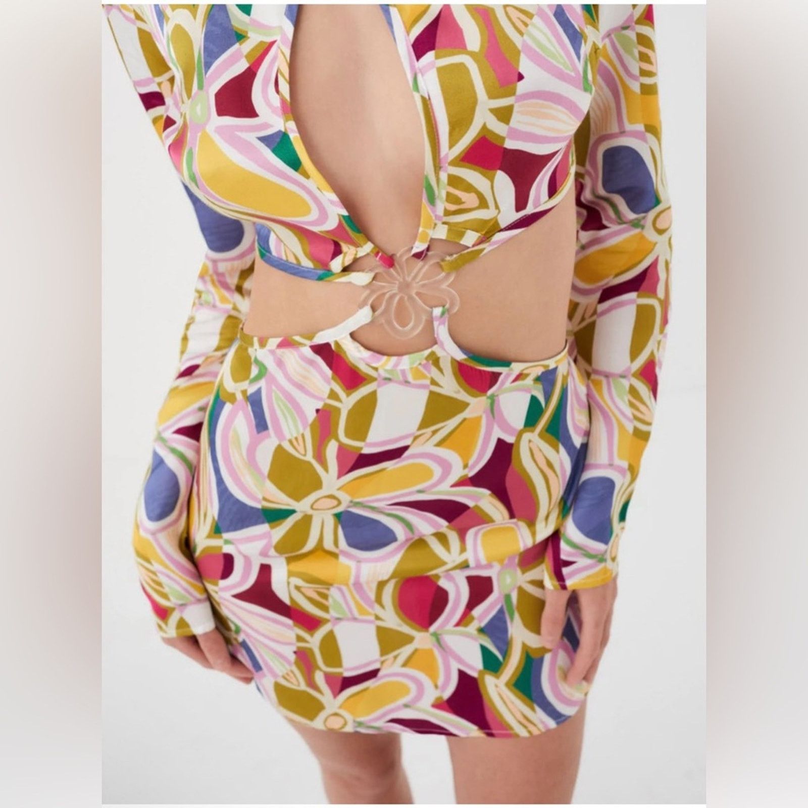 For Love & Lemons NWT For Love&Lemons $227 Multicolor Floral Mini Dress size M Size M / US 6-8 / IT 42-44 - 5 Thumbnail