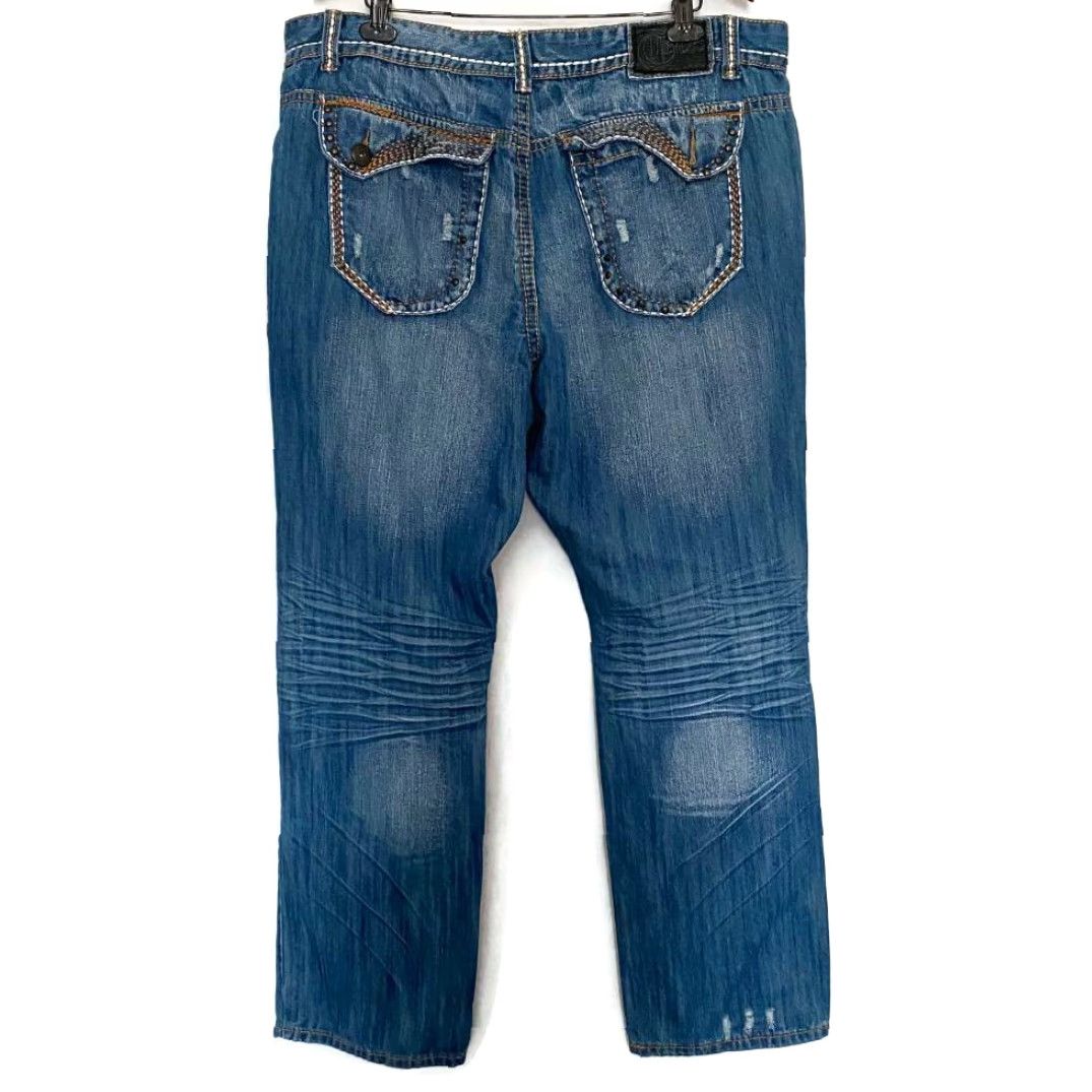 Vintage Ten25 Womens High Rise Straight Leg Distressed Blue Jeans Medium Wash Size 30" / US 8 / IT 44 - 2 Thumbnail