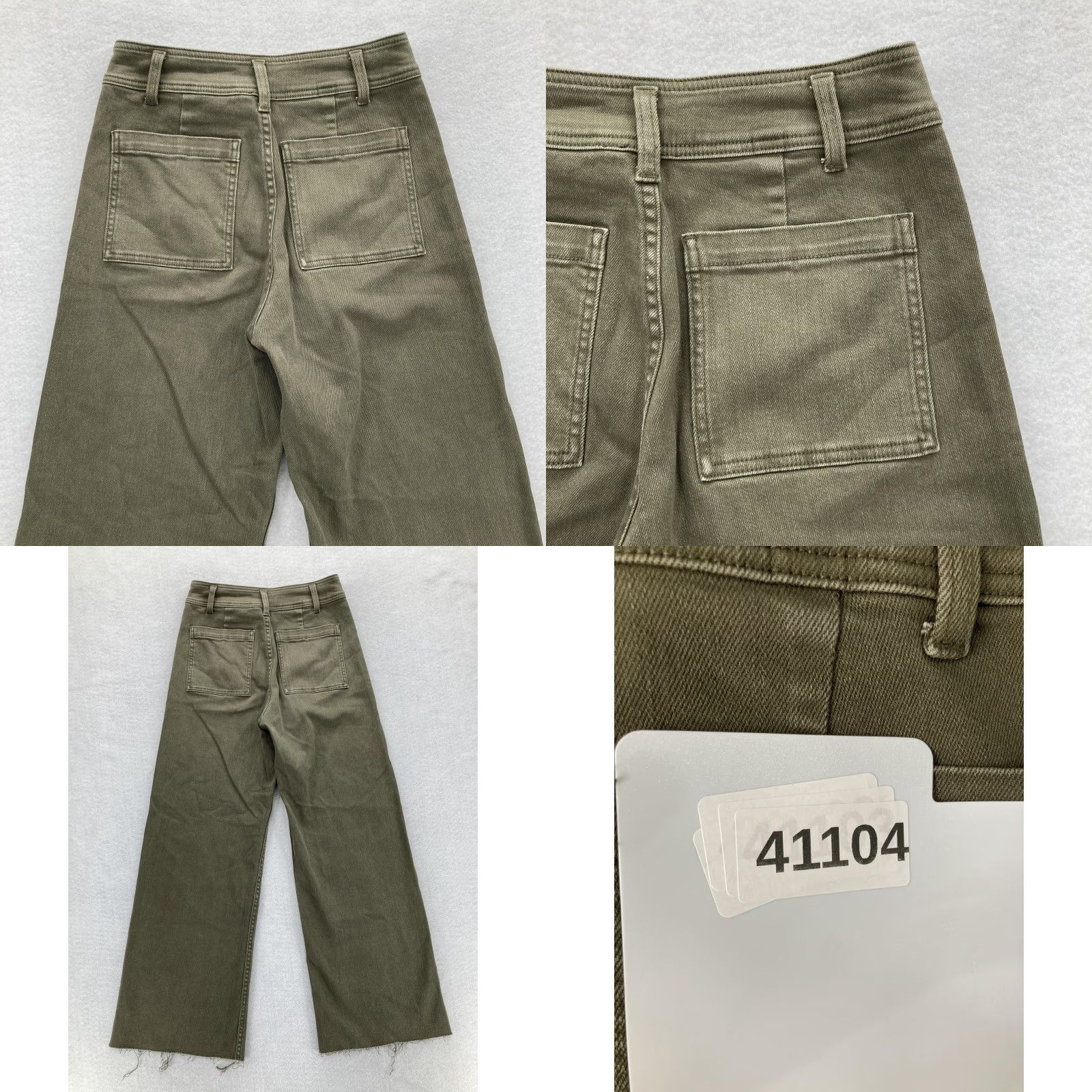 Olive Miou Muse Jeans Womens Medium Olive Green High Rise Wide Leg Cropped Raw Hem Size 32" / US 10 / IT 46 - 9 Thumbnail