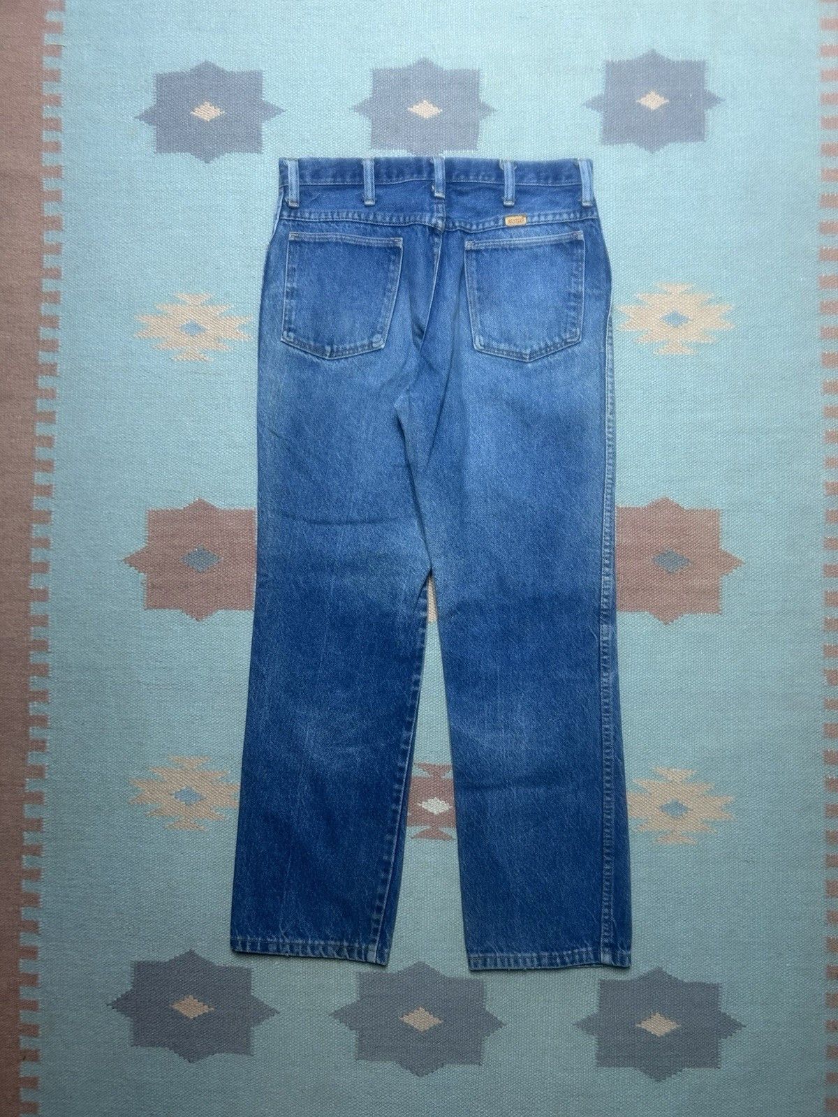 Vintage Vtg 70s rustler jeans faded whiskers straight USA made 30x29 Size US 30 / EU 46 - 6 Thumbnail