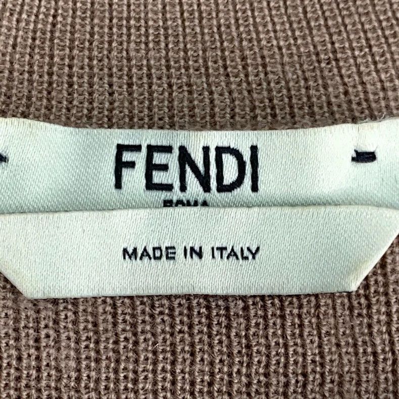 Fendi FENDI Brown Logo Embroidered Wool Crew Neck Short Sleeve K Size XS / US 0-2 / IT 36-38 - 6 Thumbnail