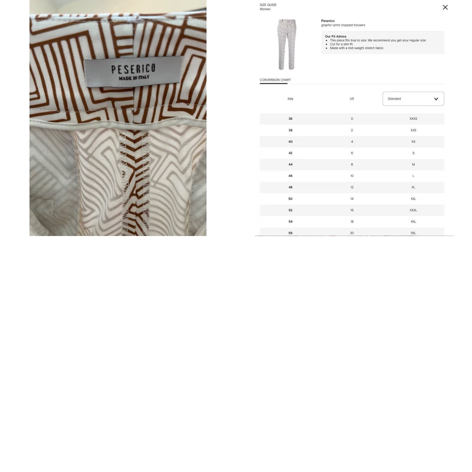Peserico Peserico Cropped Trousers Women Regular-fit Multicolor Geometric Print High Waist Zip Front Pockets 16 US 52 EU Camel-Butter SUMMER 23 Italy Designer Size 38" / US 16 / IT 52 - 9 Thumbnail