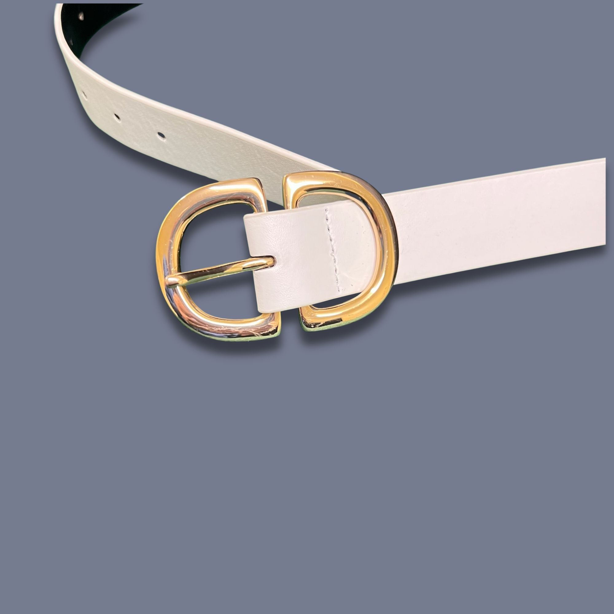 Other Womens Skinny PU Leather Belt With Gold Buckle Size ONE SIZE - 3 Thumbnail