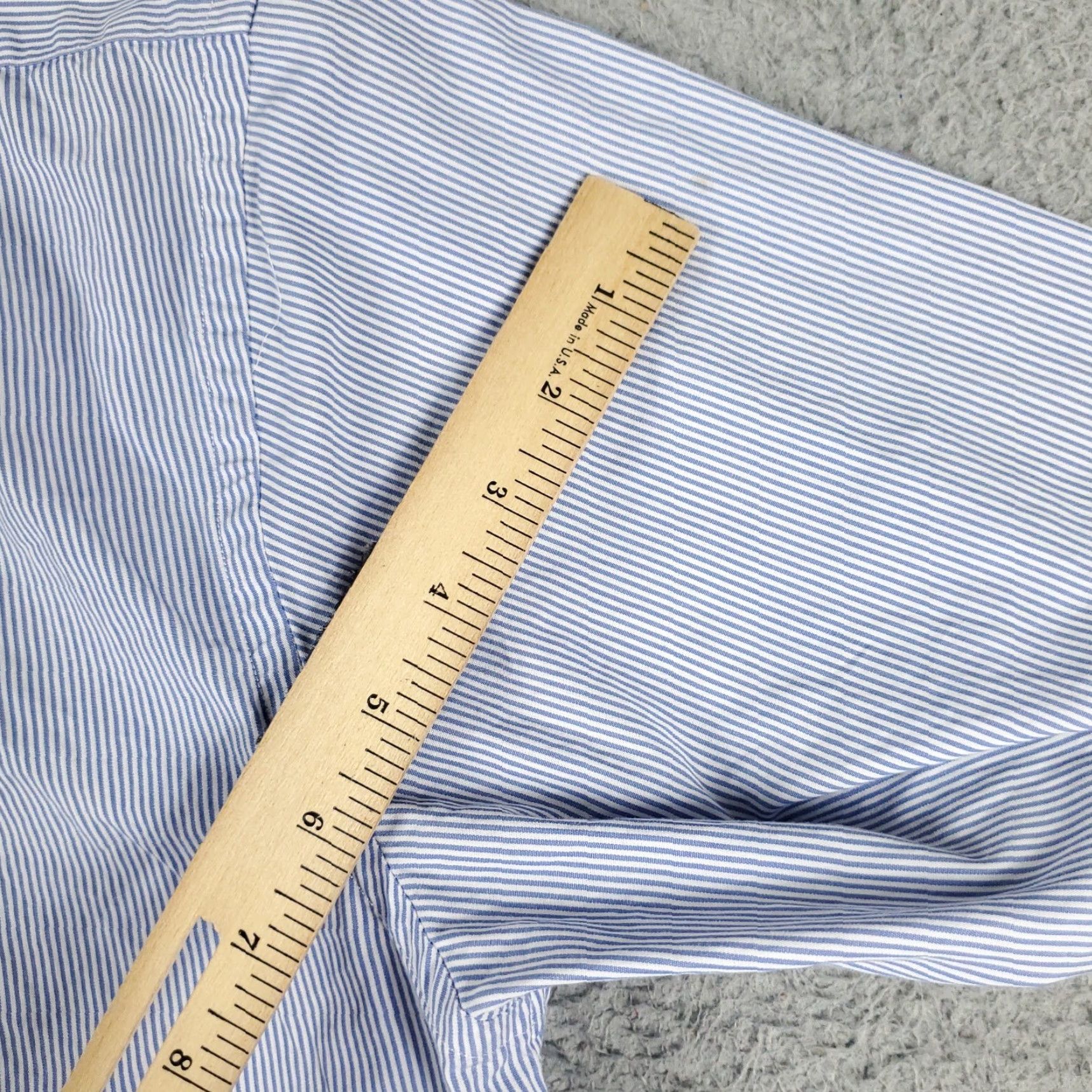 Tommy Hilfiger VINTAGE Tommy Hilfiger Shirt Mens 17.5 Blue Striped Dress Button Up Long Sleeve Adult Medium Blue | 17.5 in Neck | Classic Preppy Style Mens Size 46R - 6 Thumbnail