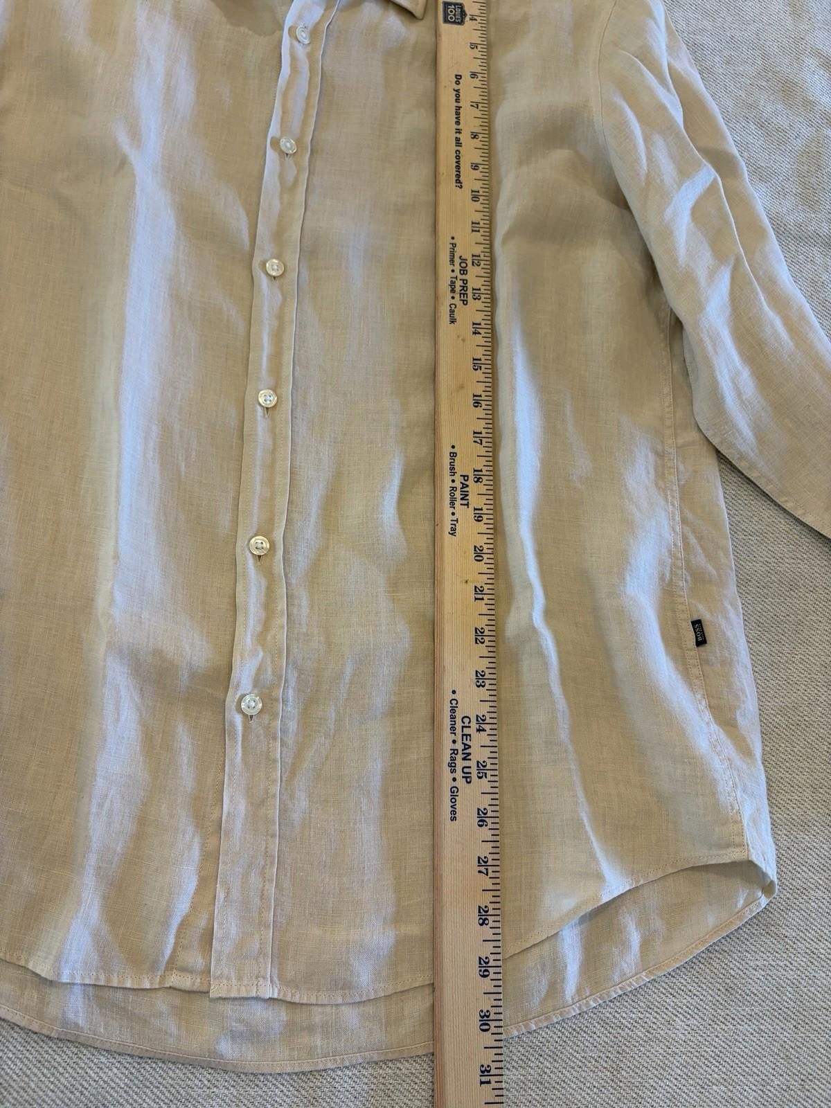 Hugo Boss Boss Hugo Boss Tan Long Sleeved Linen Shirt Size L Size US L / EU 52-54 / 3 - 4 Thumbnail