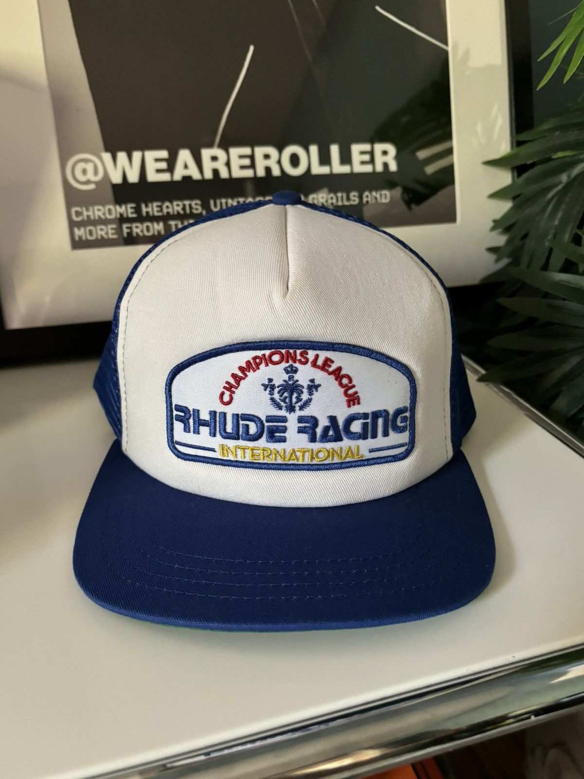 image of Rhude “ International Racing ” Hat in Blue, Men's