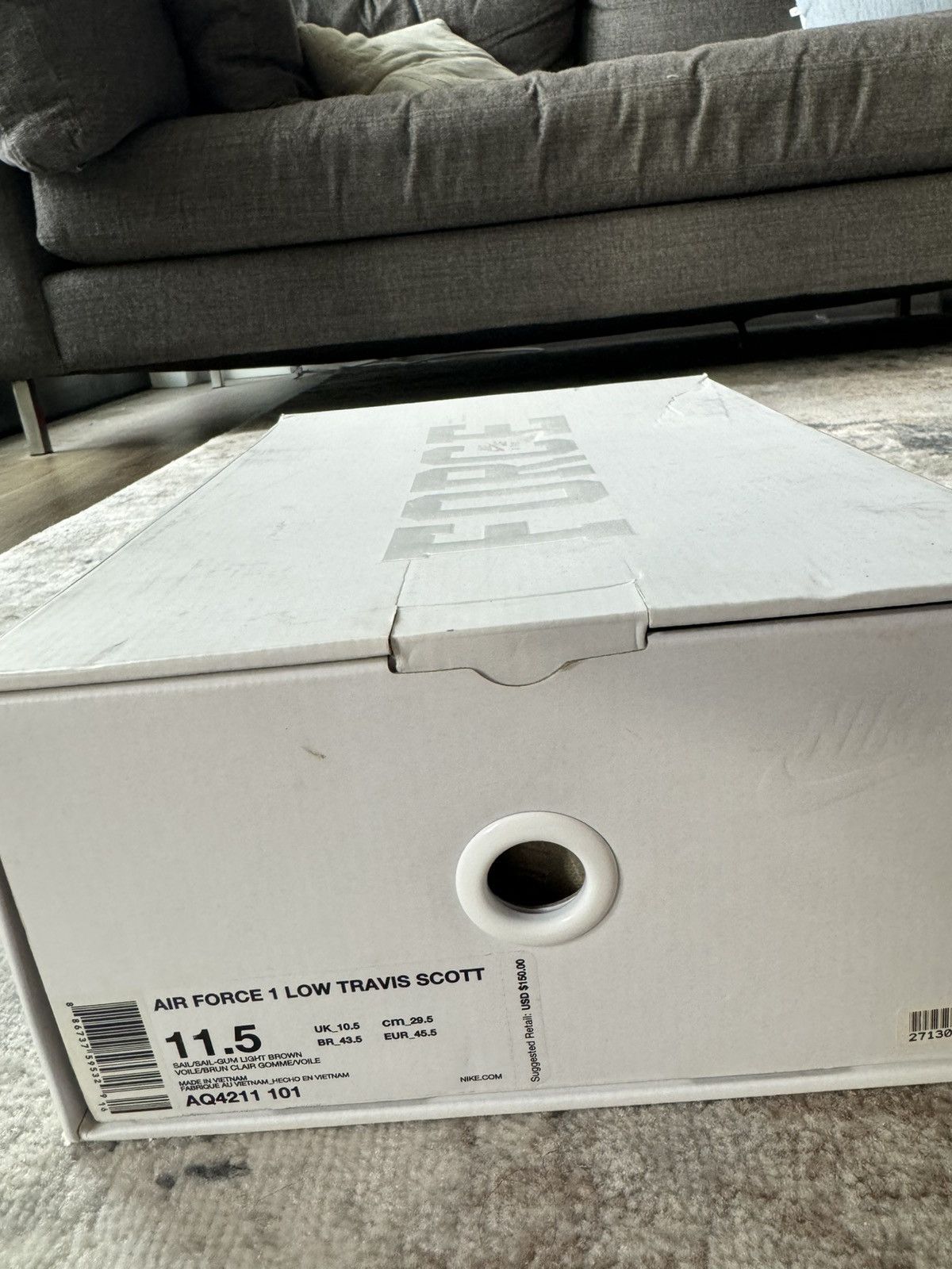 Nike × Travis Scott Travis Scott x Air Force 1 ‘Sail’ Size US 11.5 / EU 44-45 - 5 Thumbnail