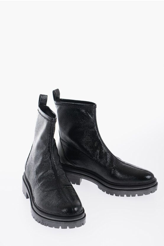 image of Michael Kors Michael Faux Textured Leather Comet Ankle Boots in Black, Women's (Size 6)