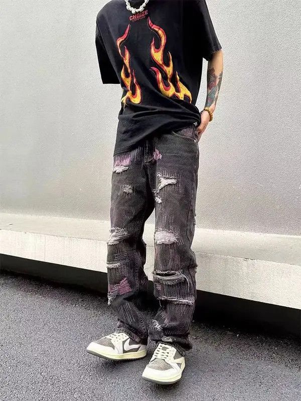 VIBE Vintage street hip-hop ripped loose black jeans Size US 34 / EU 50 - 2 Thumbnail