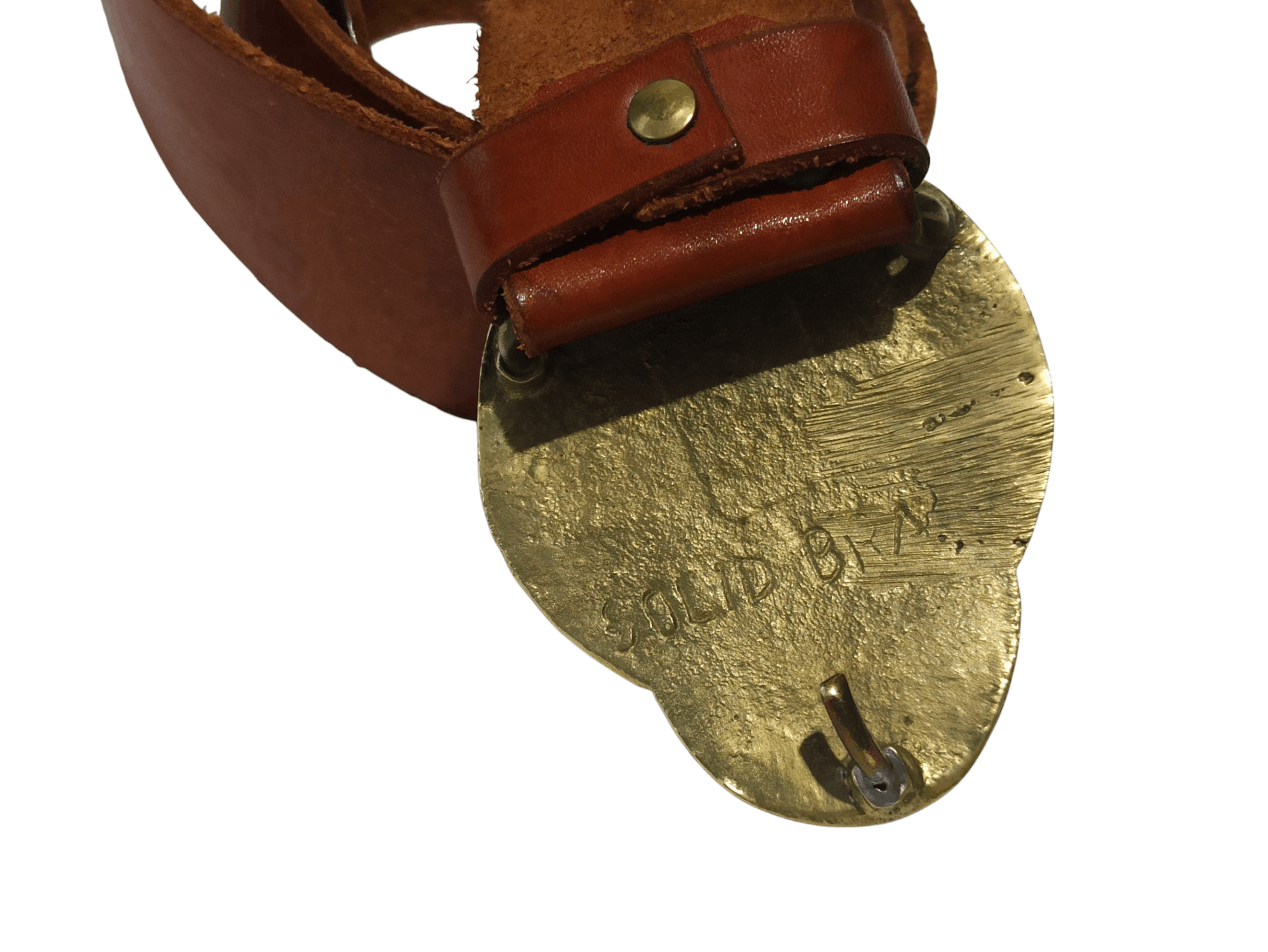 Other Vintage Leather Belt with Solid Brass Buckle Size ONE SIZE - 3 Thumbnail