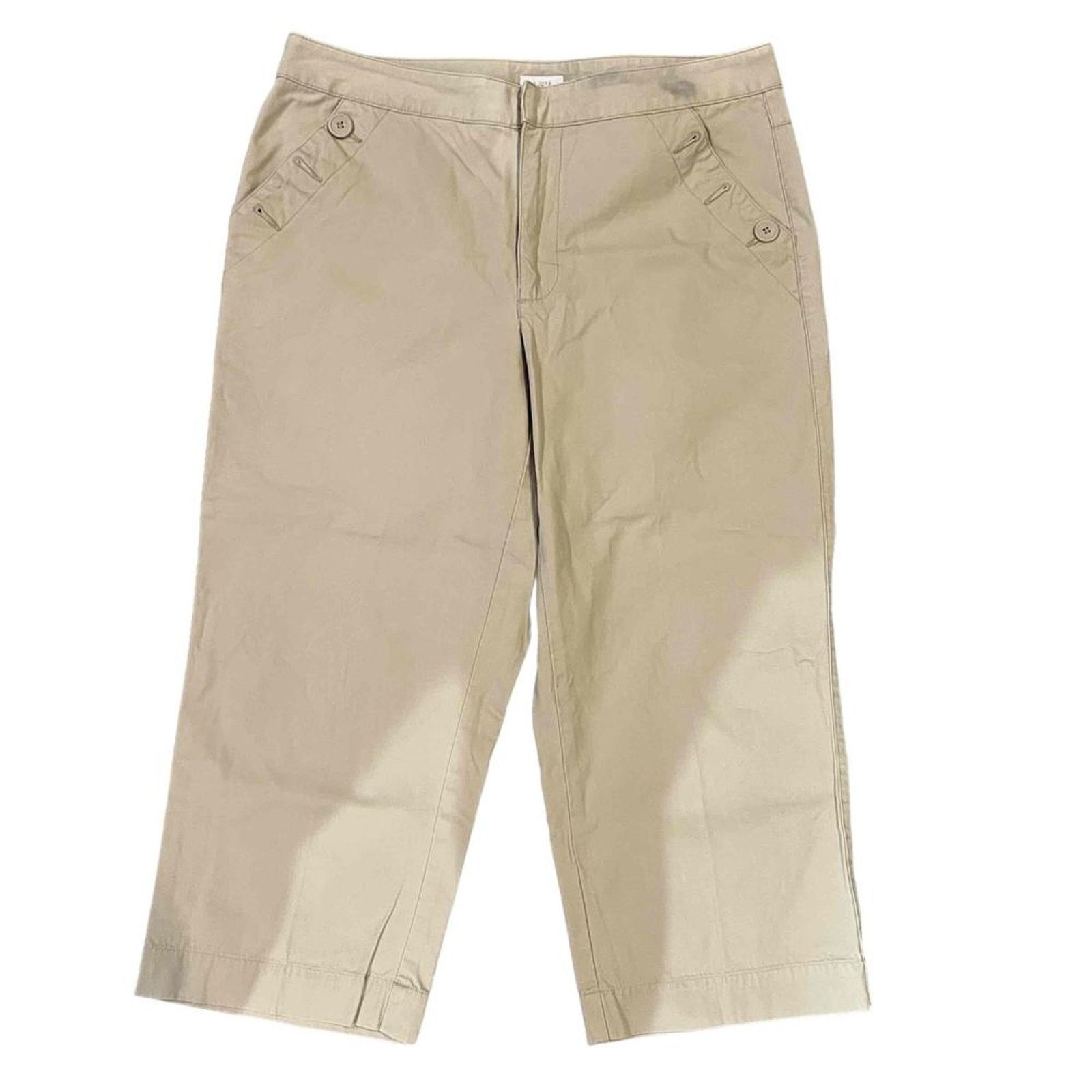 Liz Claiborne Liz Claiborne Audra Capri Pants Womens 14P Beige Cropped Size 36" / US 14 / IT 50 - 2 Thumbnail