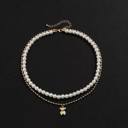 Jewelry 🔥Cute Bear Pendant Pearl Choker Necklace🔥 Size ONE SIZE - 1 Thumbnail