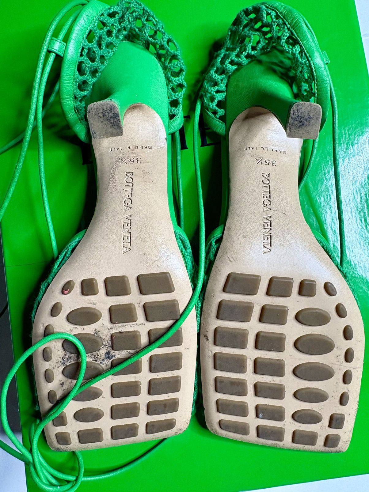 Bottega Veneta Lace-up Leather-trimmed Mesh Pumps In Green