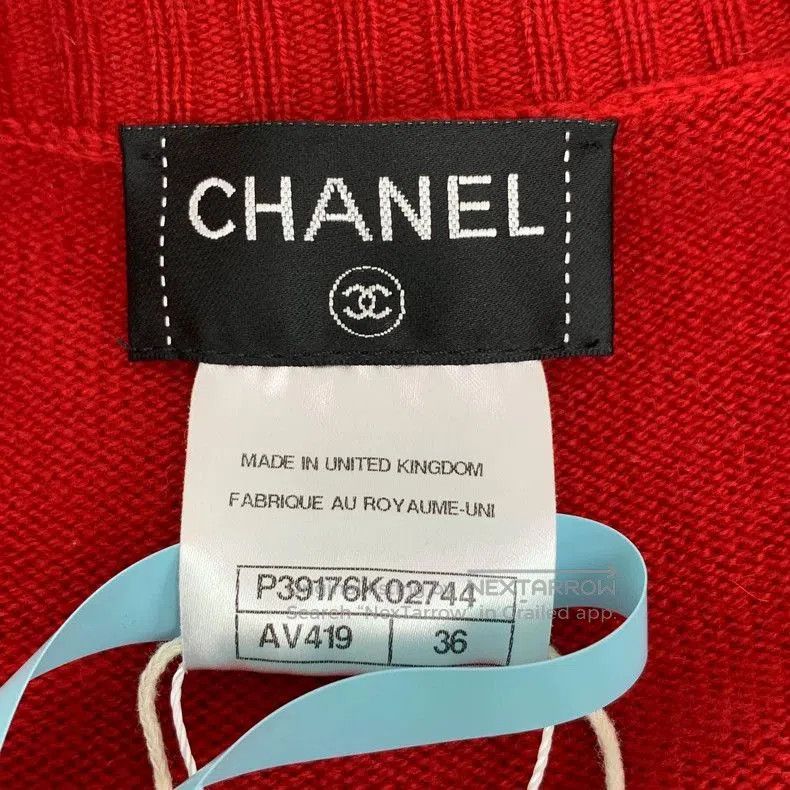 Chanel Chanel Red Cashmere Logo Cardigan. Size US XS / EU 42 / 0 - 6 Thumbnail