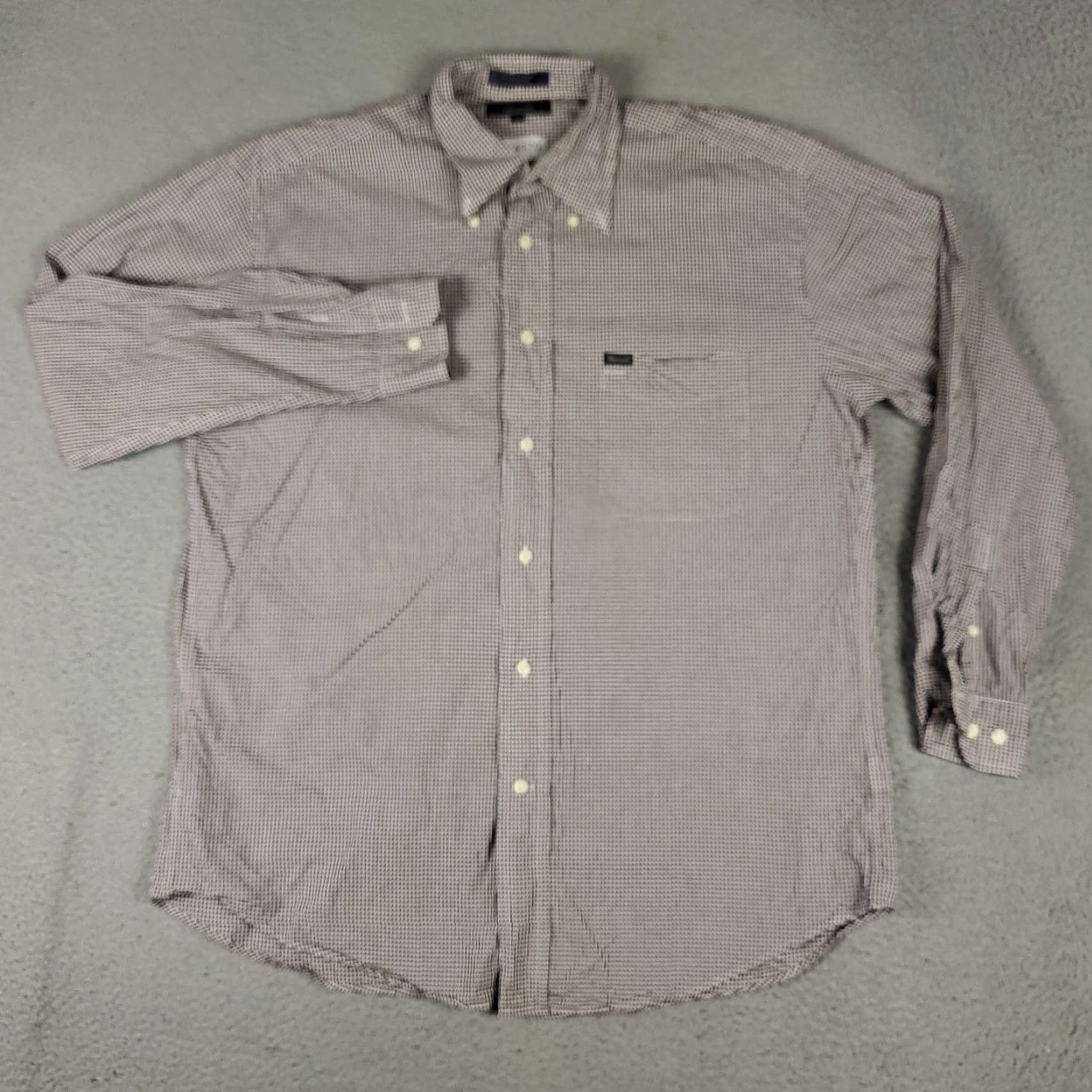 Faconnable Façonnable Casual Button Up Shirt Mens Large Brown Check Long Sleeve Regular Fit Size US L / EU 52-54 / 3 - 2 Thumbnail