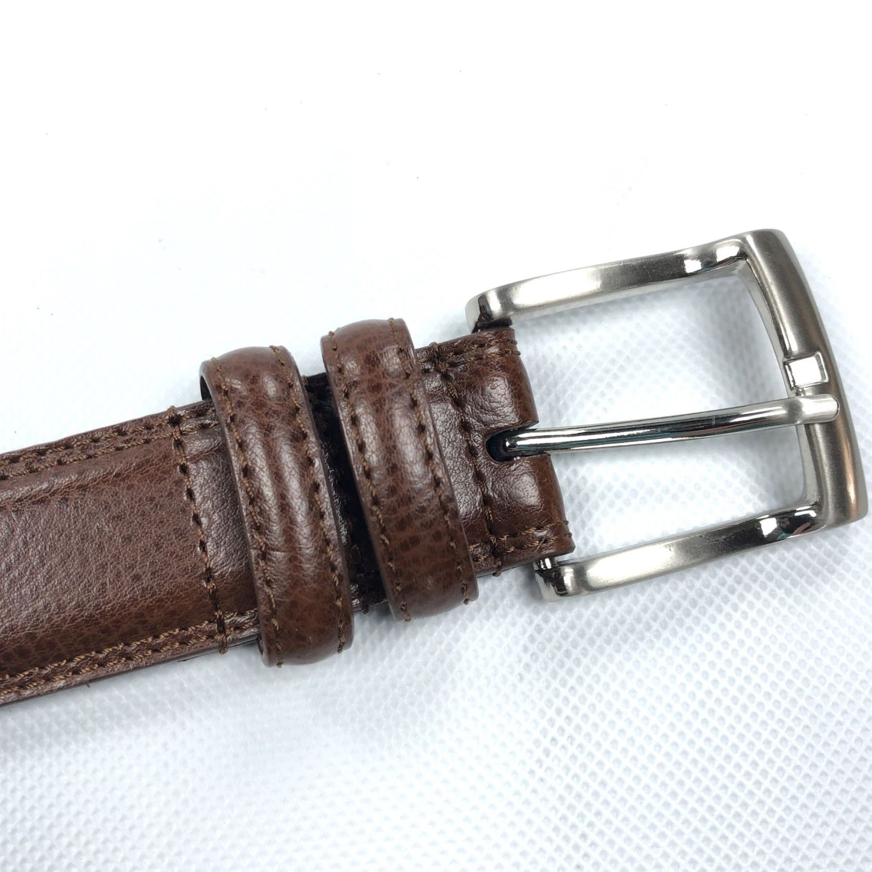 Florsheim Florsheim Belt Brown Size 38 Genuine Leather Textured Buckle Mens Dress Casual Belt Size 38 - 3 Thumbnail