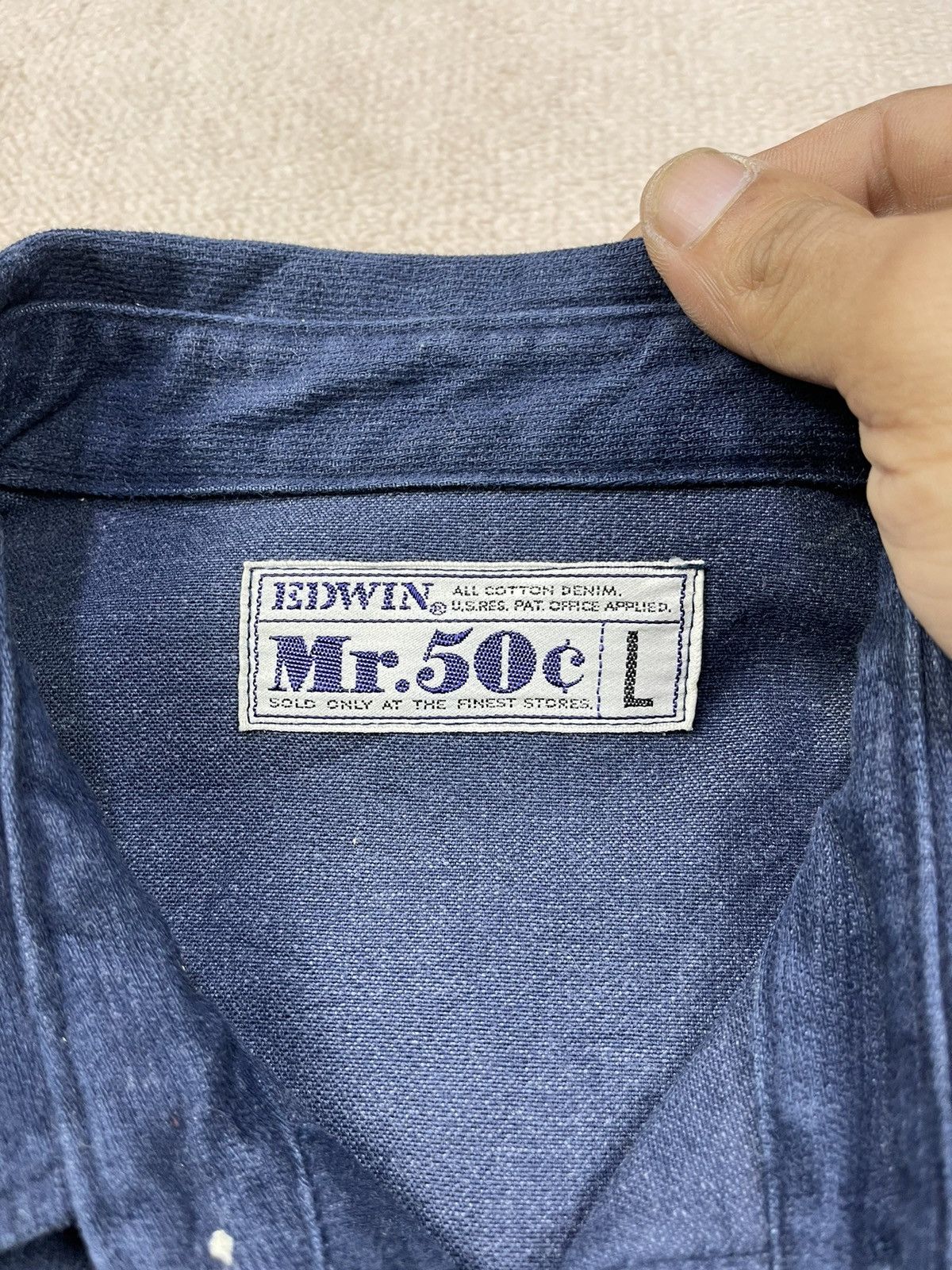Edwin Vintage Deadstock EDWIN MR 50$ Western Denim Shirt Size US L / EU 52-54 / 3 - 9 Thumbnail