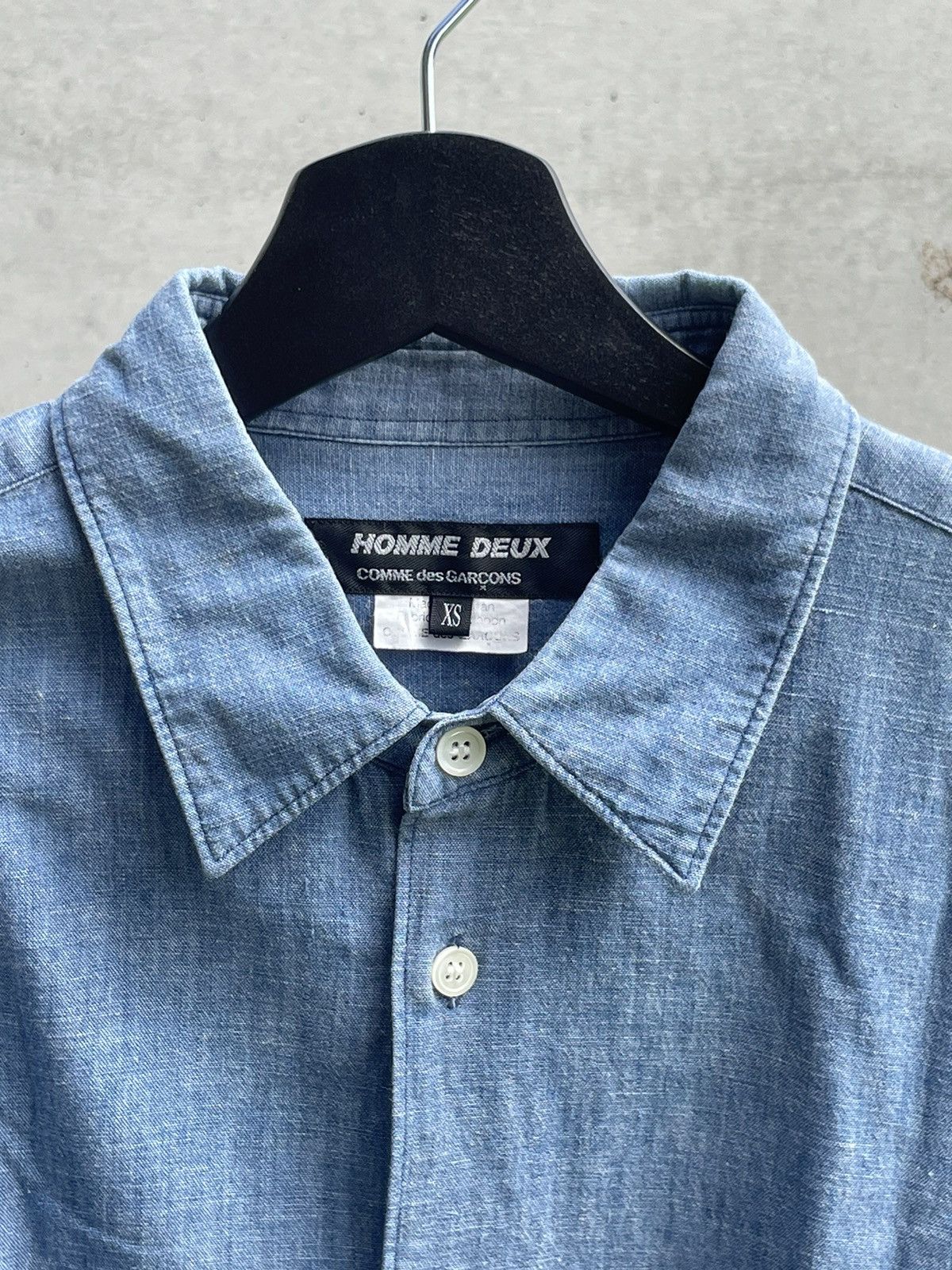 Comme des Garcons Homme Deux COMME des GARCONS HOMME DEUX Dot Line Chambray Shirt Size US XS / EU 42 / 0 - 5 Thumbnail