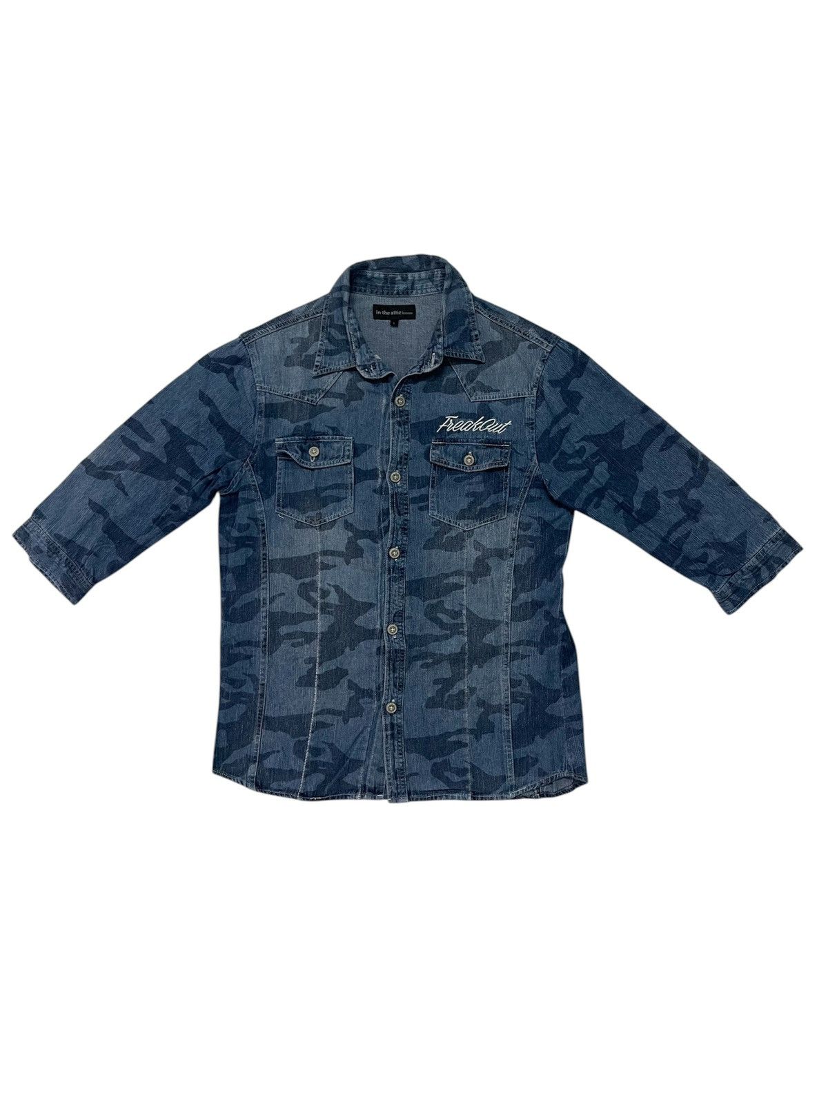 Hysteric Glamour × In The Attic × Japanese Brand Punk🔥In the Attic Homme Camouflage Denim Button up Shirt Size US M / EU 48-50 / 2 - 4 Thumbnail