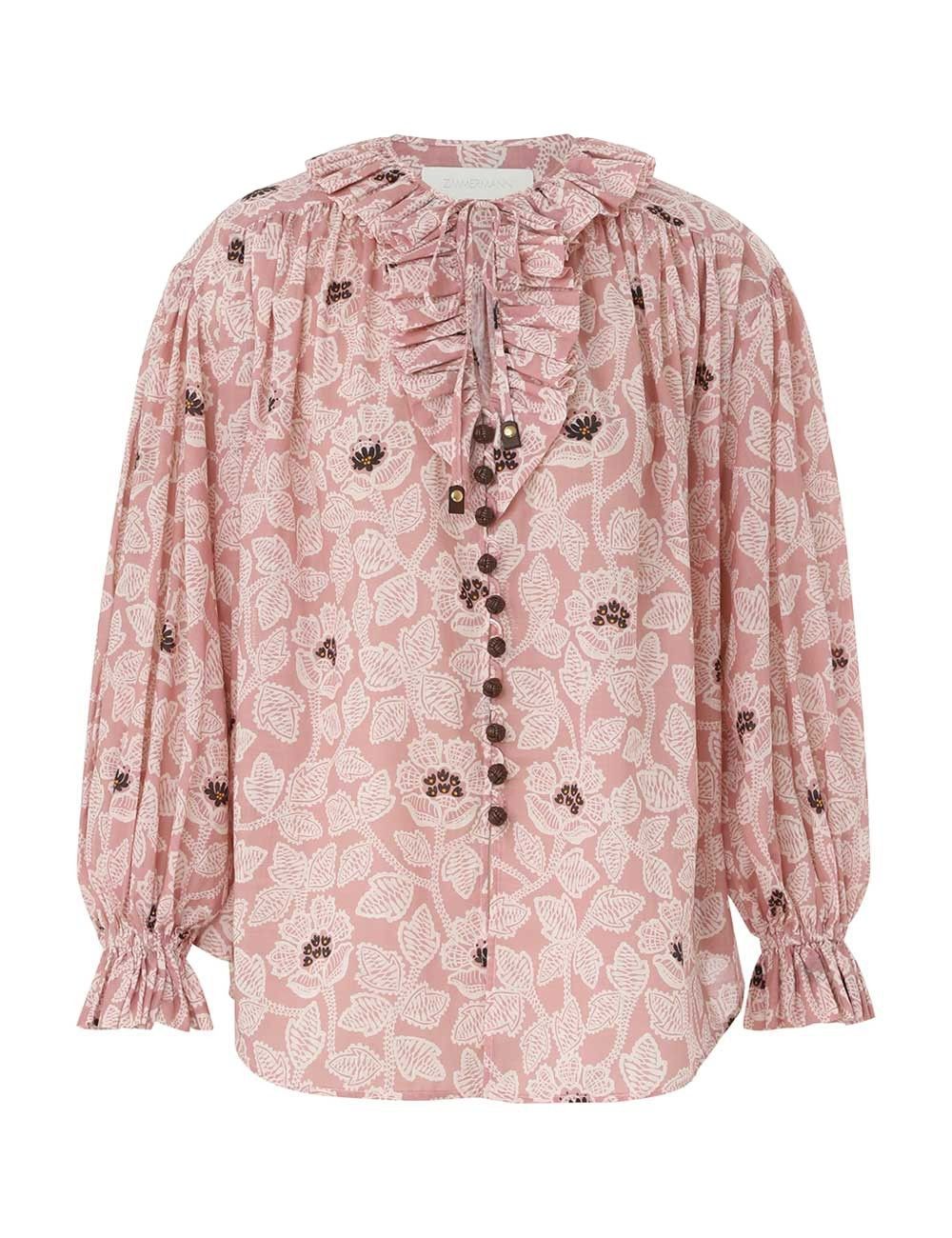 Zimmermann oc11z0525 Ottie Ruffle Neck Blouses in Multicolor Size S / US 4 / IT 40 - 1 Thumbnail