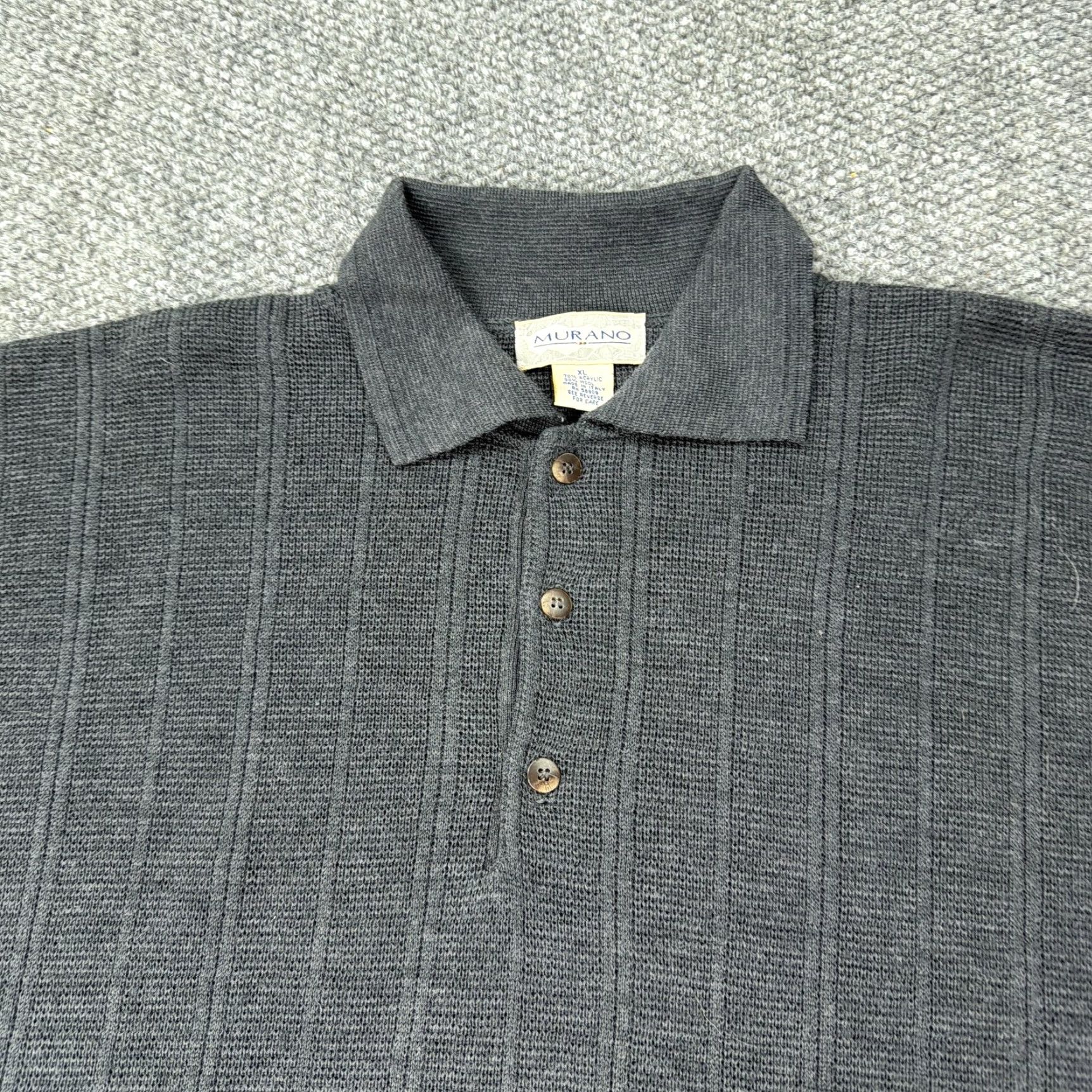 Murano VINTAGE Murano Sweater Mens XL Gray Wool Blend Polo Knit Made In Italy Long Sleeve Size US XL / EU 56 / 4 - 2 Thumbnail