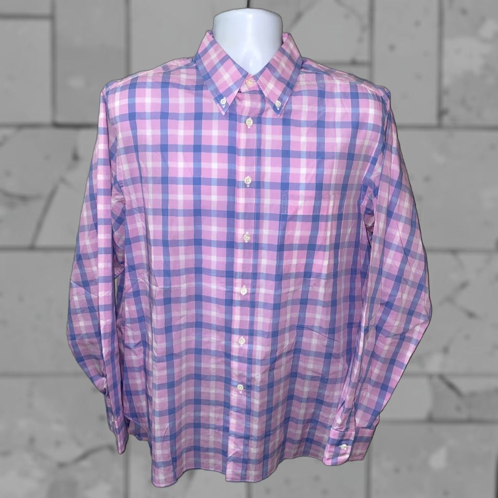 Billy Reid Billy Reid Shirt Mens Pink/Purple Long Sleeve Button-Up Size L Armpit 24in Button Front Cotton? Check Pattern Size US L / EU 52-54 / 3 - 1 Thumbnail